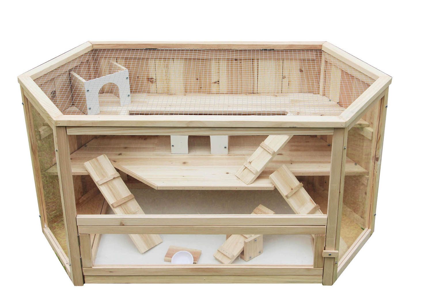 BruKa Kleintierkäfig VILLA Nagerkäfig Holz Hamsterkäfig Stall Meerschweinchen Käfig