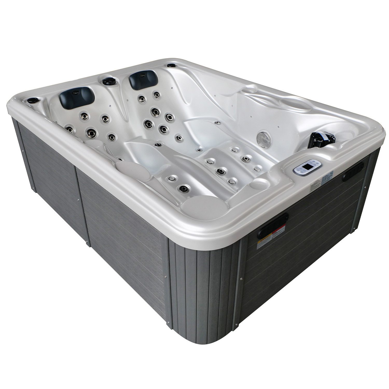 TroniTechnik Whirlpool Outdoor Whirlpool Bottaro Spa Weiß/Perlmutt 210x160, (620l, winterfest, Farblicht, Kissen), Joyonway, Aristech Acryl, LEDs, 46 Düsen