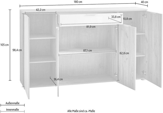 GERMANIA Sideboard »GW-Telde«, Breite 180 cm-Otto