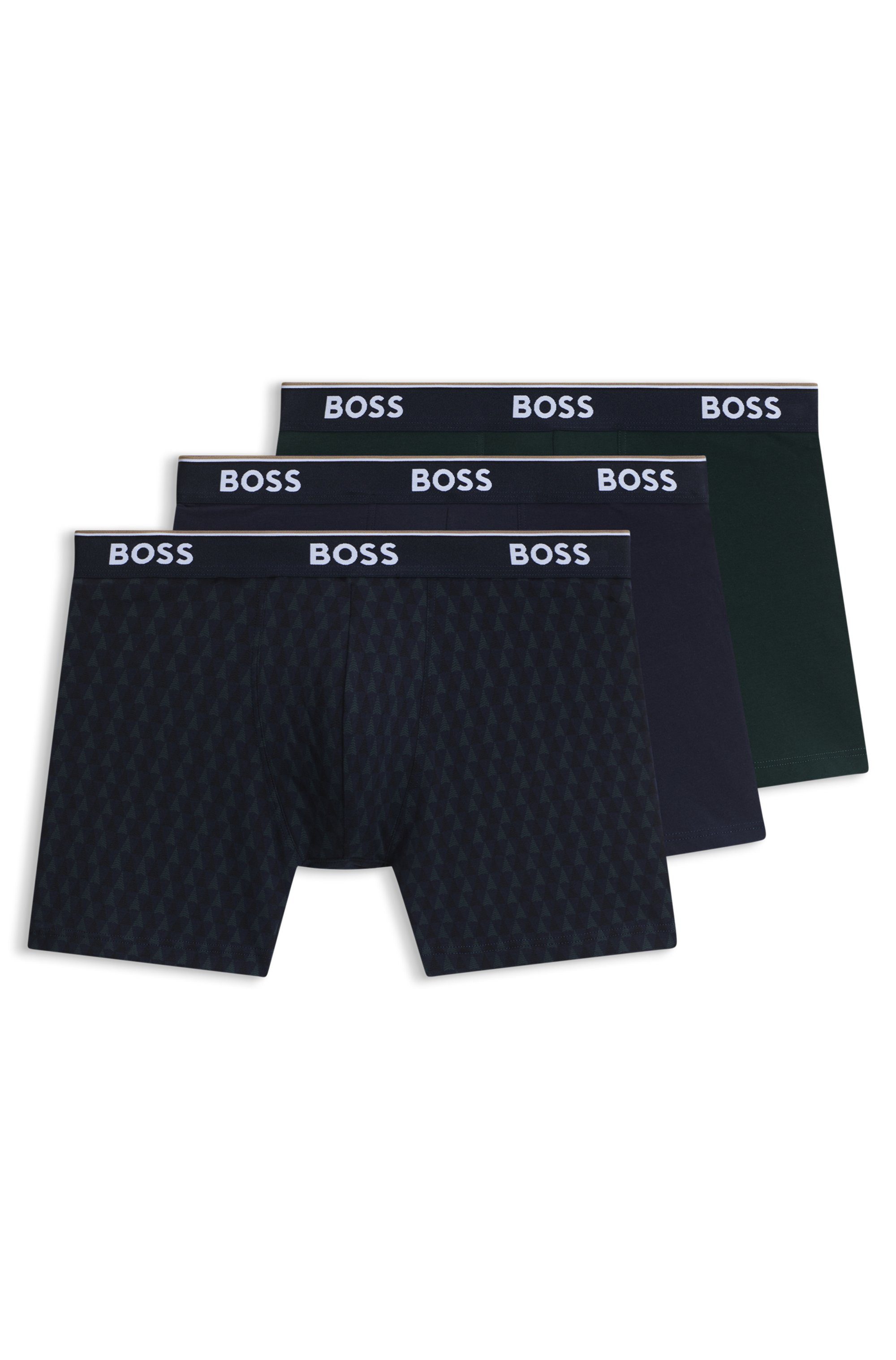 BOSS Boxershorts (Packung, 3-St) längeres Bein, anliegend, aus Stretch-Baumwolle