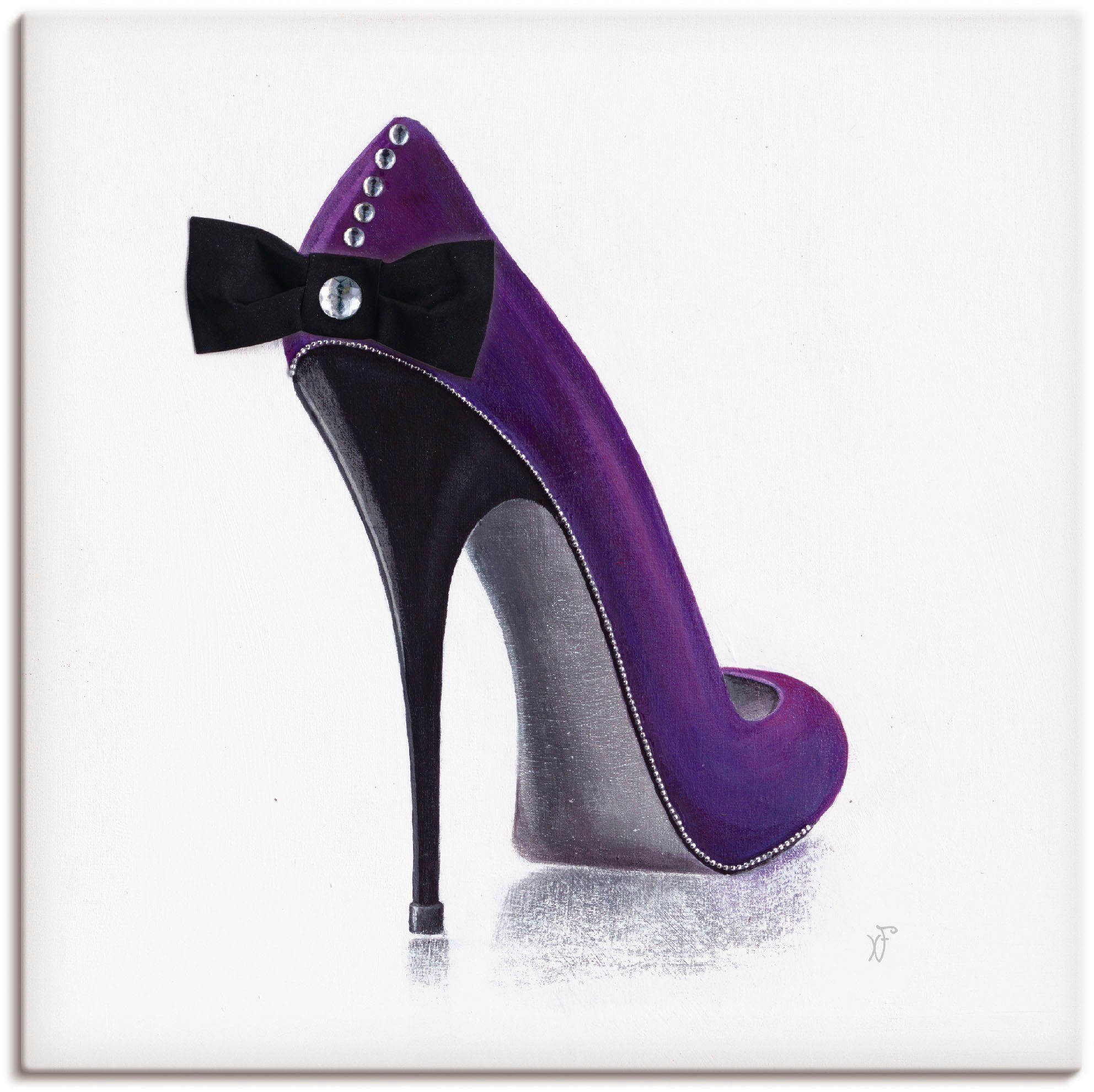 oder St), Violettes Damenschuh Wandbild - versch. (1 Poster als Alubild, Modebilder Leinwandbild, Artland in Größen Wandaufkleber Modell,