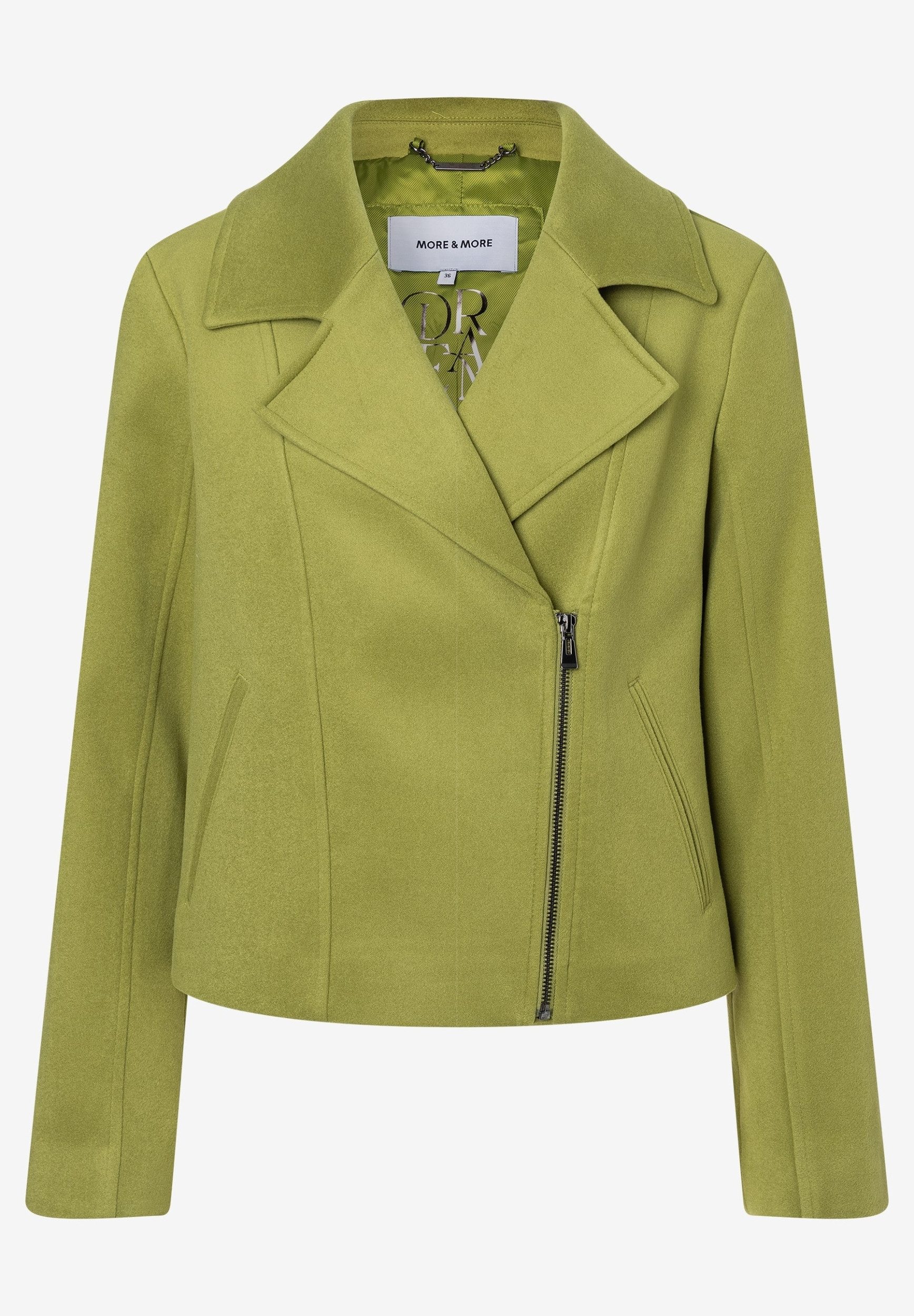 MORE&MORE Blusenblazer Velours Biker Jacket autumn green