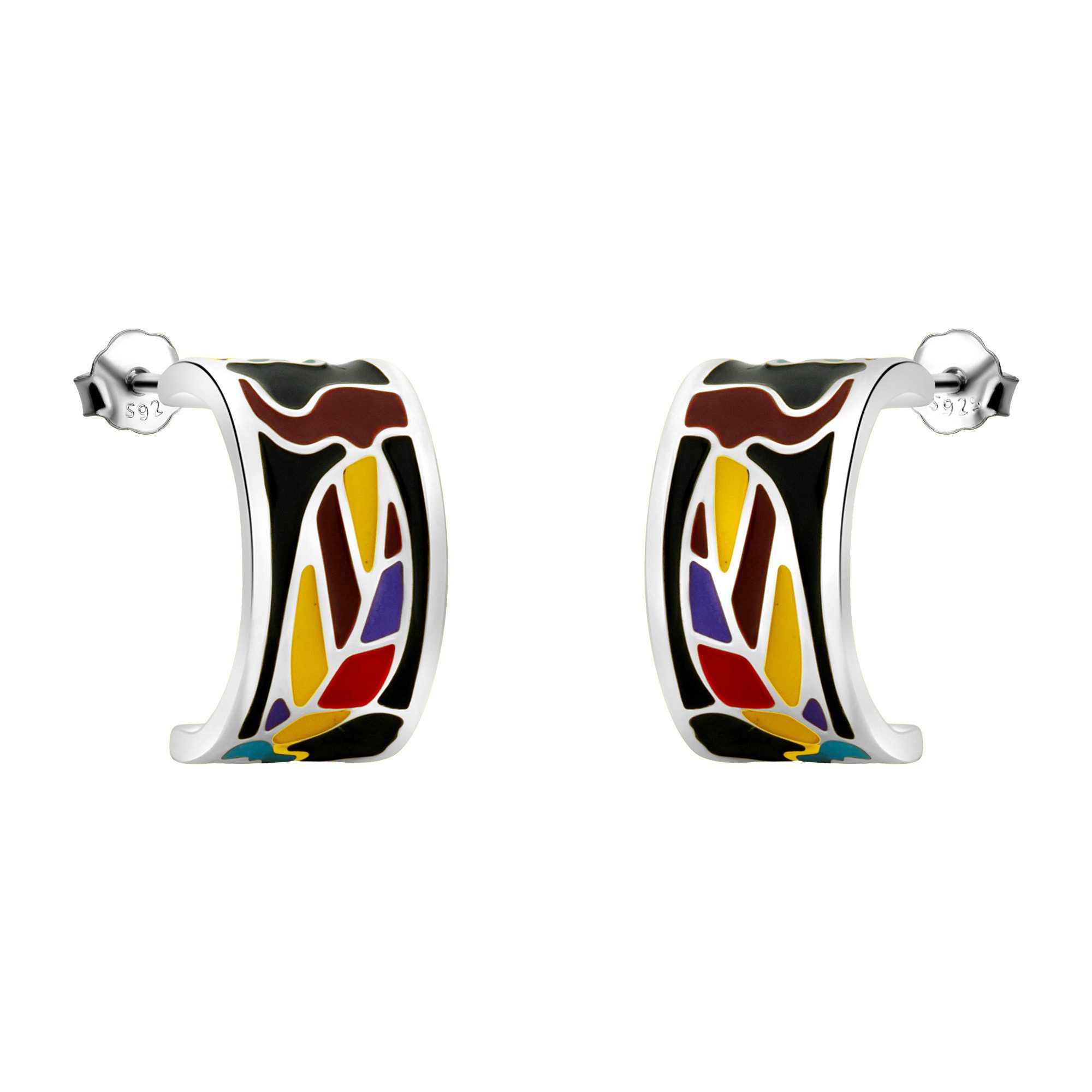 Sofia Milani Paar Creolen Farbige Blumen, 925 Silber Damen Schmuck - E2961