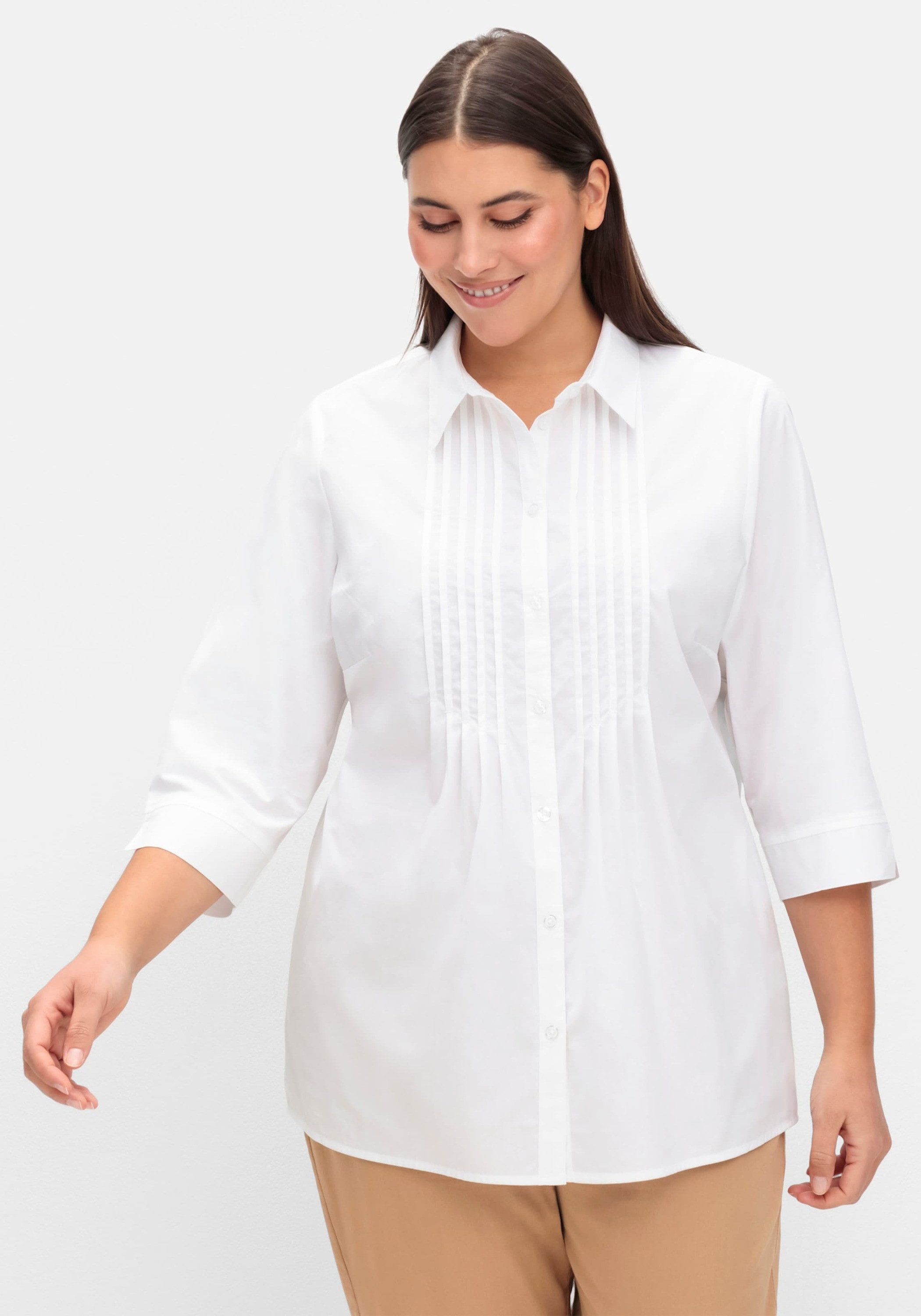 Klassische Bluse Longbluse 3/4-Arm