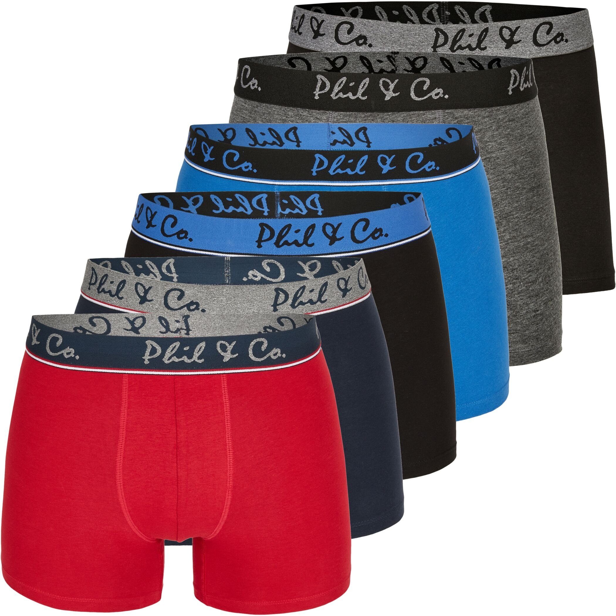 Phil & Co. Boxershorts 6er Pack Phil & Co Berlin Jersey Boxershorts Trunk Short Pant FARBWAHL (1-St) DESIGN 23