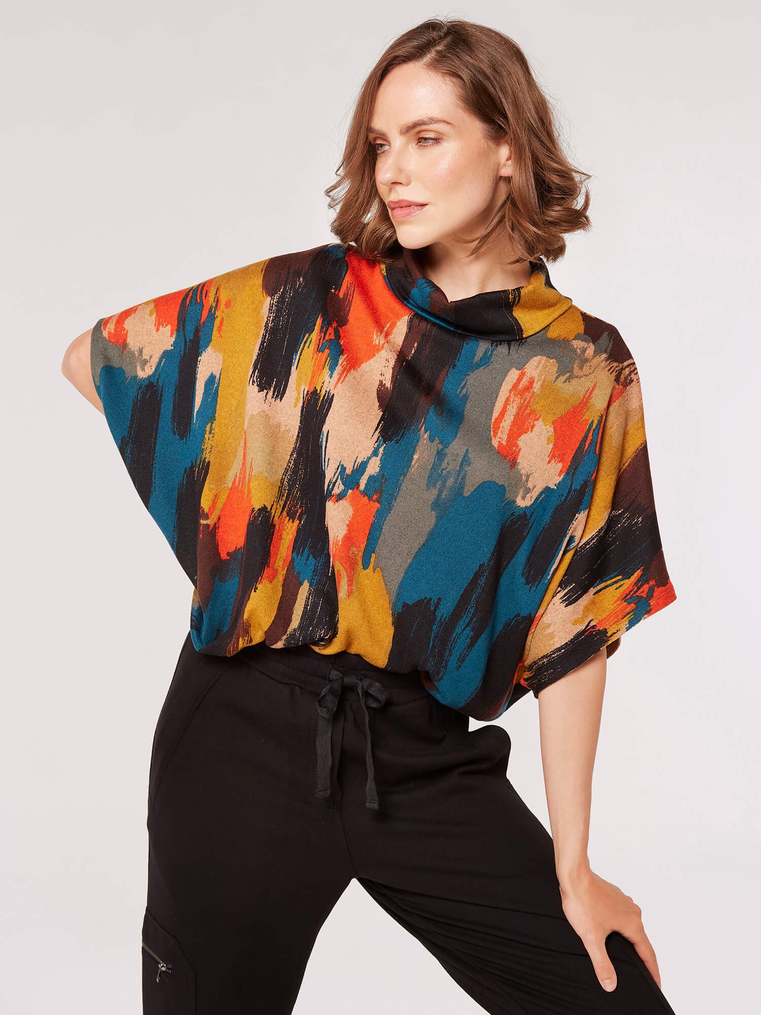 Apricot Fledermausshirt Cape Top mit Feldermausärmeln günstig online kaufen