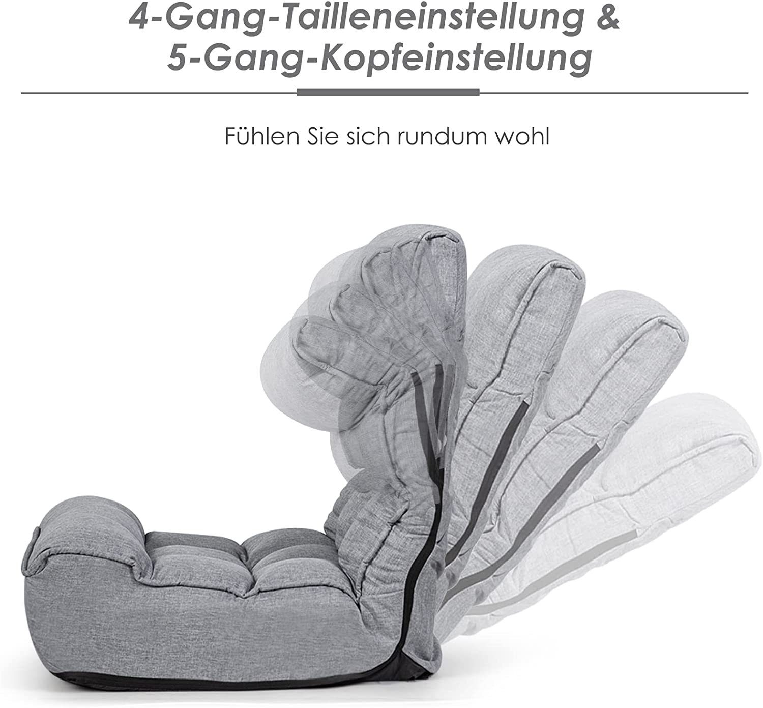 COSTWAY Relaxsessel, verstellbare Rückenlehne&Kopfstütze,klappbar,140kg