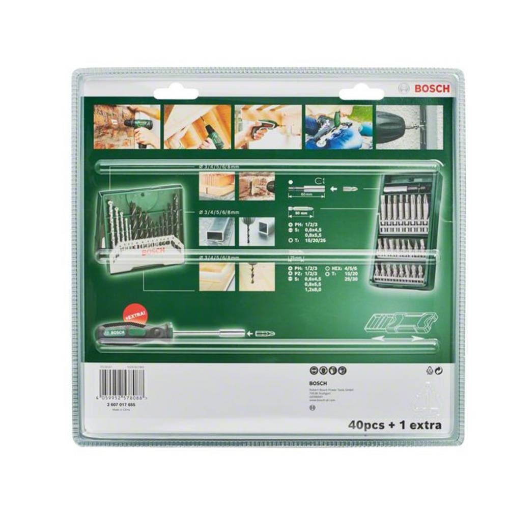 BOSCH Bit-Set 15 + 25 tlg. e Set + Handhalter 2607017655, inkl. Bithalter-Schraubendreher