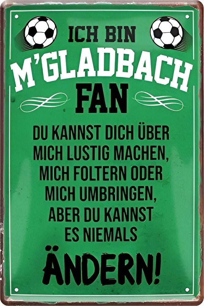schilderkreis24 Metallschild Blechschild Ich bin M' Gladbach Fan 20x30cm