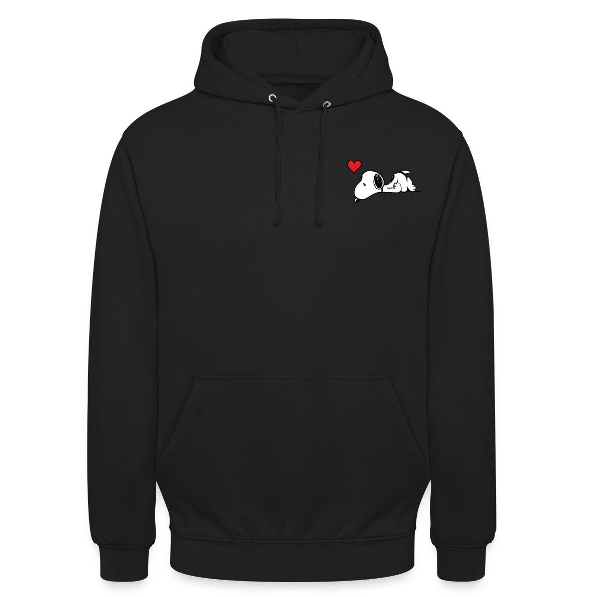 Spreadshirt Hoodie Peanuts Snoopy Herz Brustmotiv Unisex Hoodie (1-tlg) Unisex-Schnitt: Sitzt bei Männern körpernah, bei Frauen weit