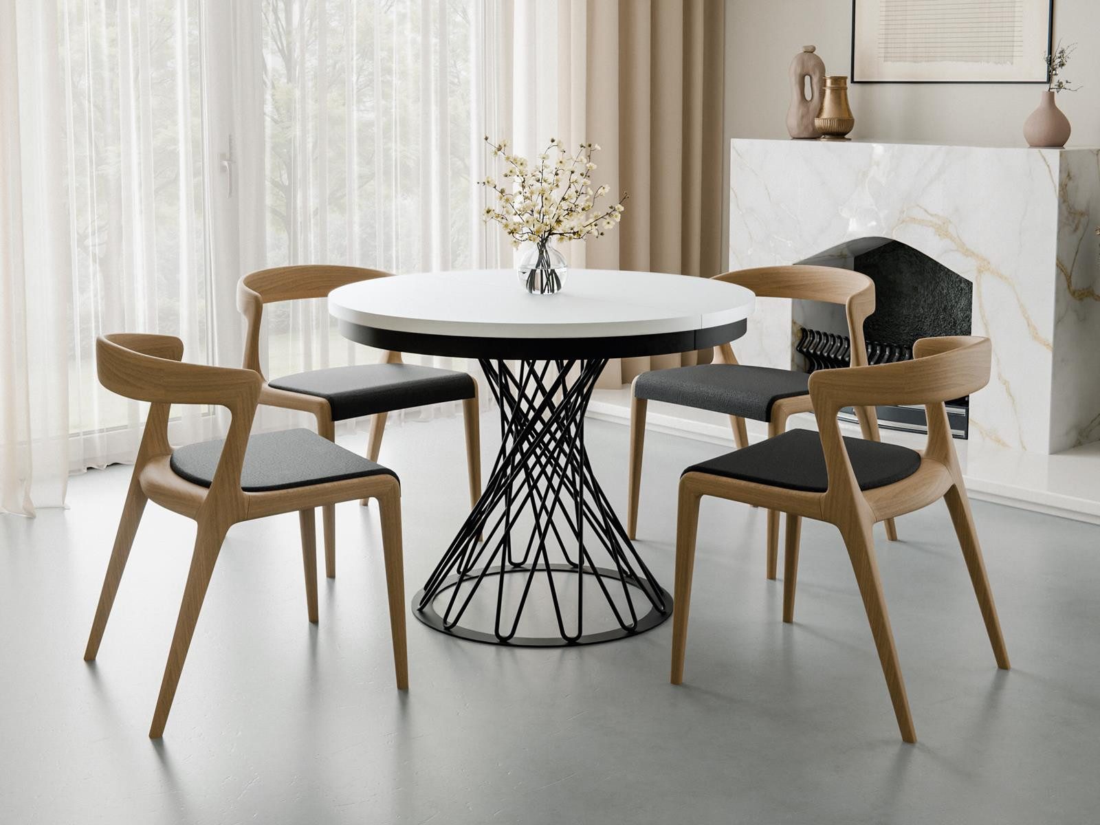 Compleo Esstisch Küchentisch, Runder Esszimmertisch 100-140, Metallbeine LU günstig online kaufen