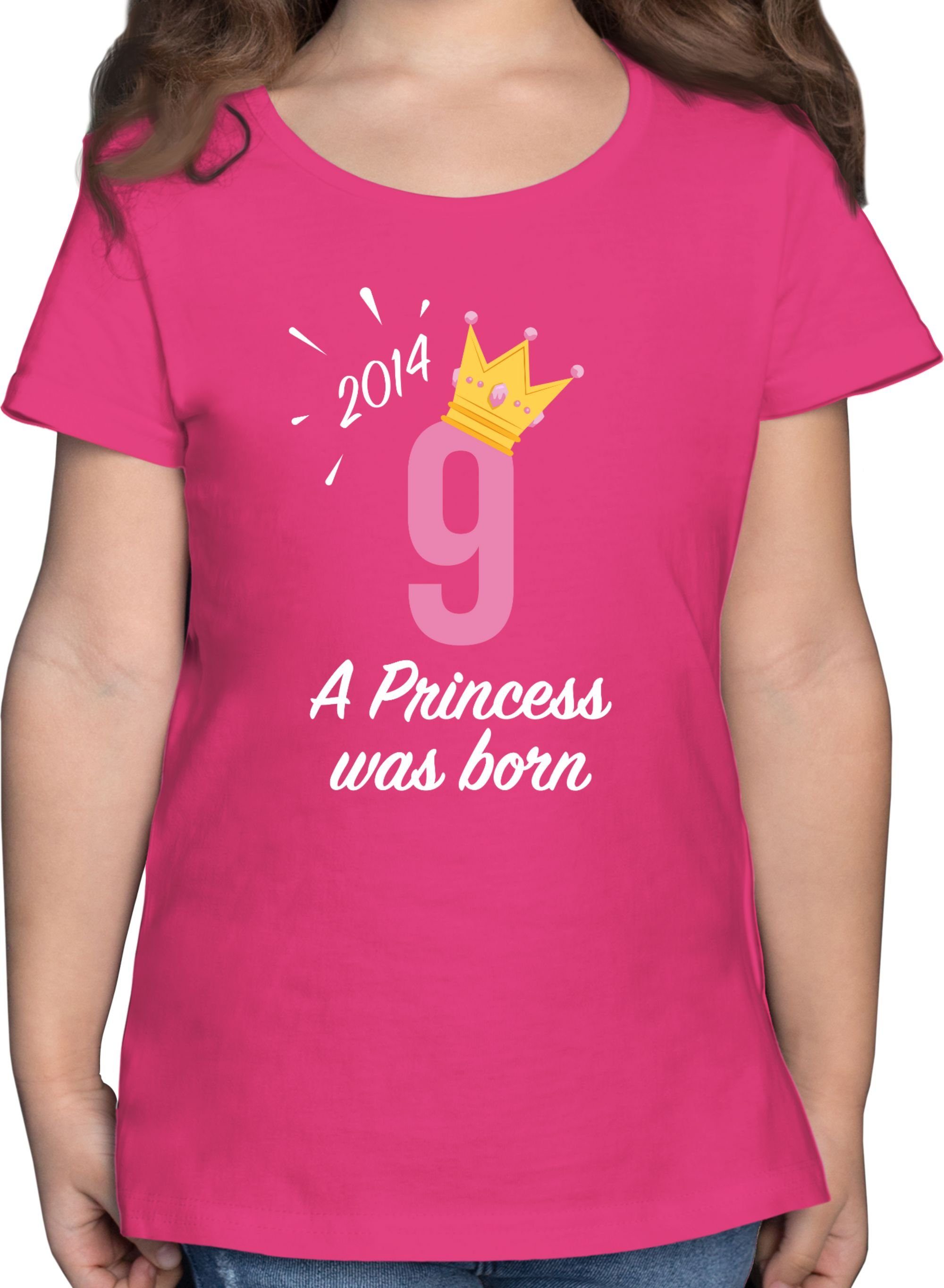 Shirtracer T-Shirt 2 Geburtstag Fuchsia Mädchen 9. Neunter Princess 2014