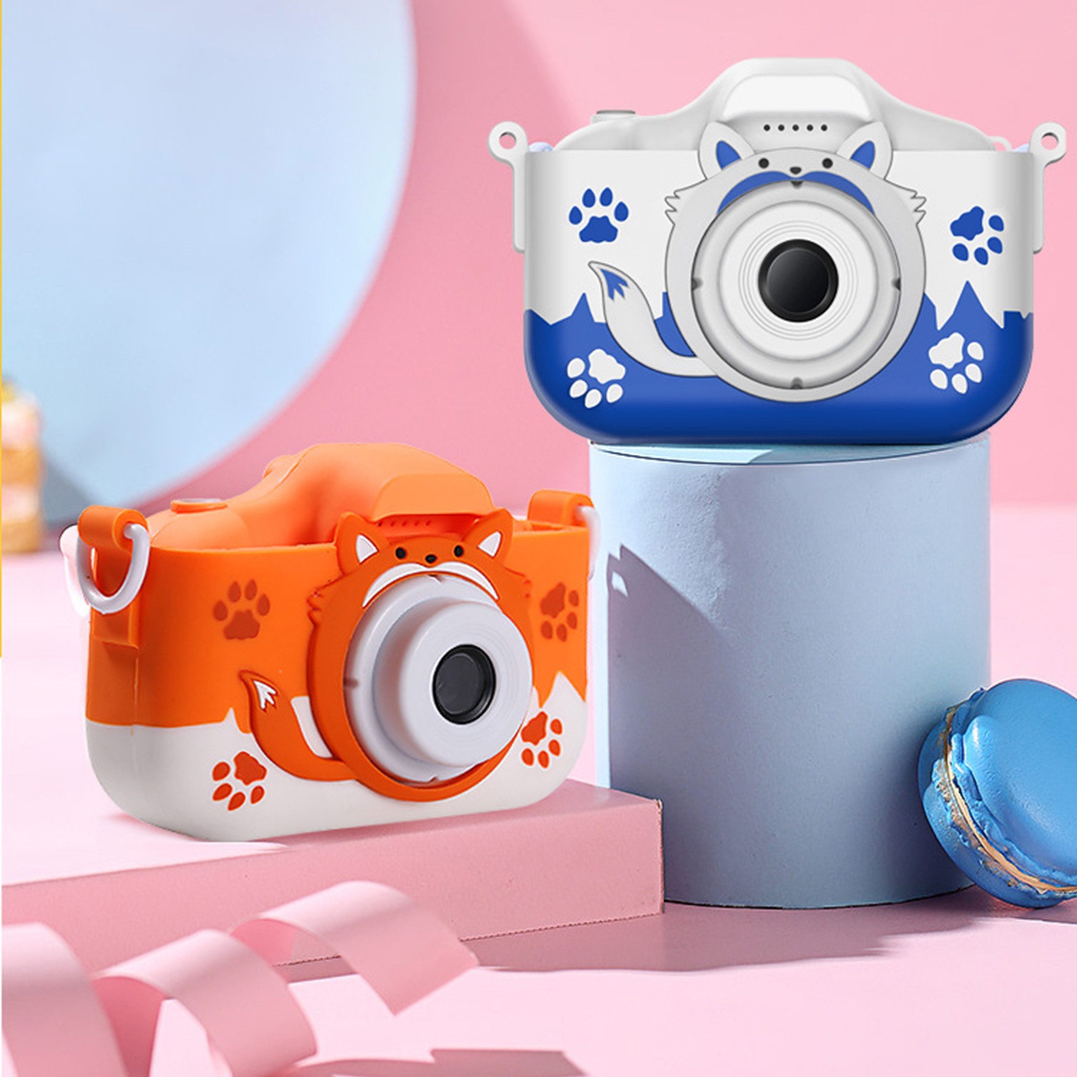KINSI Kinderkamera HD 1080P - Niedliche Tier-Kamera für Kinder Kinderkamera (lustige Filter & Sticker für kreative Fotos)