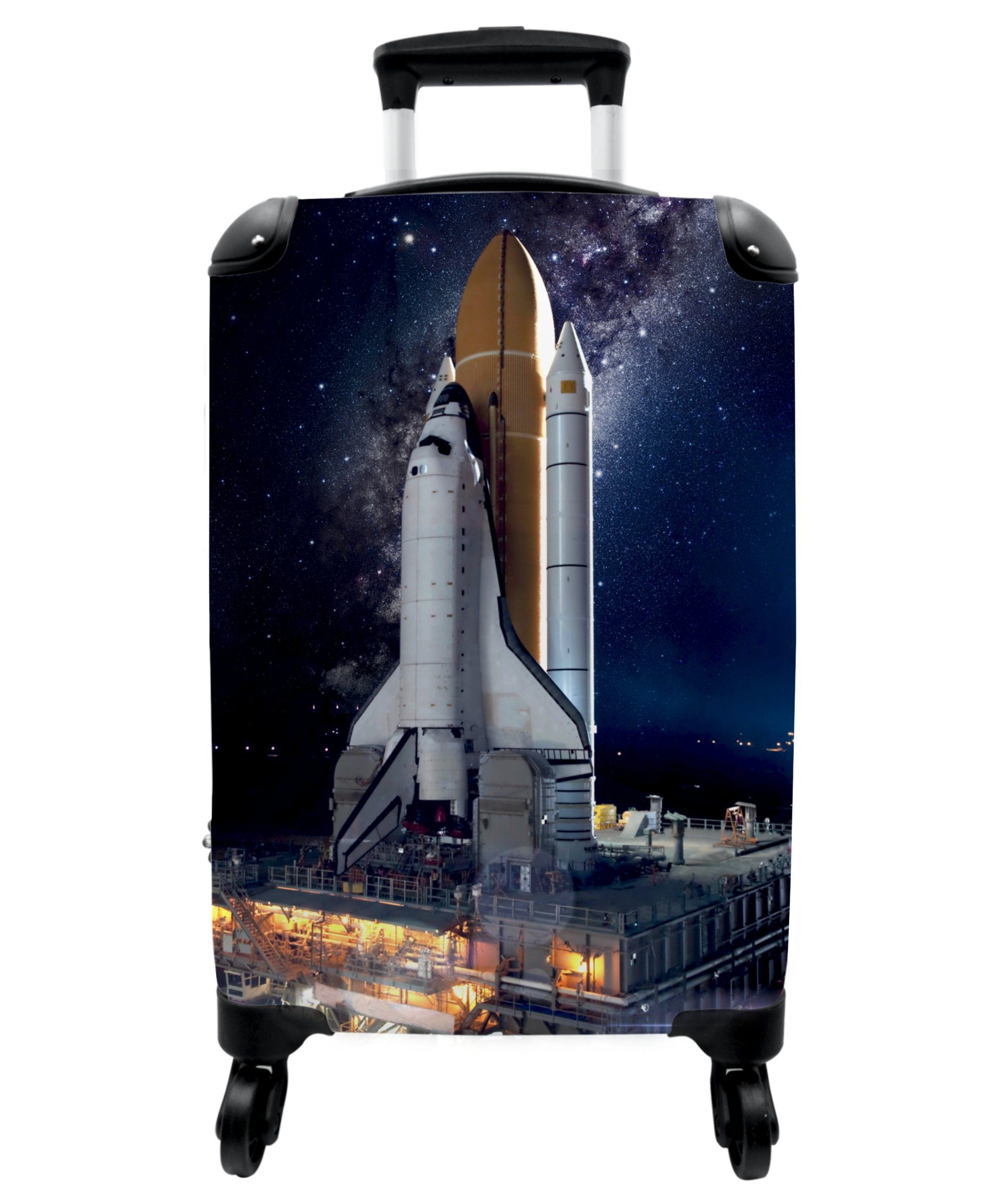 NoBoringSuitcases.com© Kinderkoffer 55x35x20cm Weltraum - Spaceshuttle - Rakete - Jungen, 4 Rollen, Kindertrolley, Handgepäck, Reisekoffer für Jungen