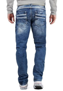 Cipo & Baxx 5-Pocket-Jeans Hose BA-C1127 mit Destroyed Effekt und weißer Ziernaht