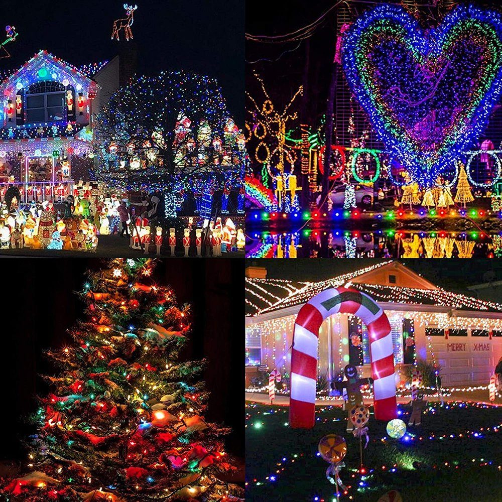 Rosnek Weihnachten, 10-100M LED Multicolor, 100-2000 Lichterkette LED-Lichterkette regenfest Beleuchtung,