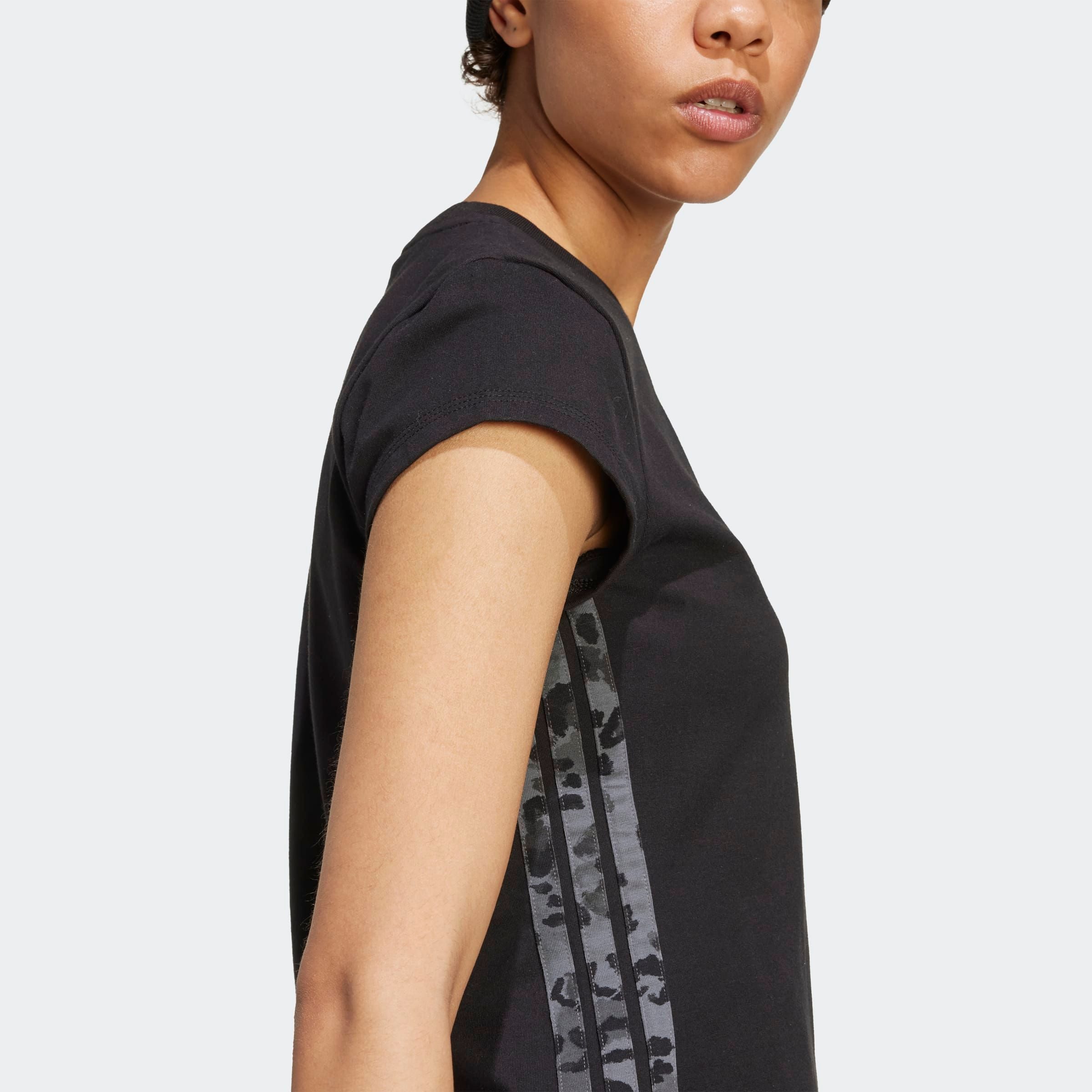 adidas Sportswear T-Shirt ANIMAL PRINT 3-STRIPES sportlicher Schnitt, kurze Ärmel, mit Leopardenprint