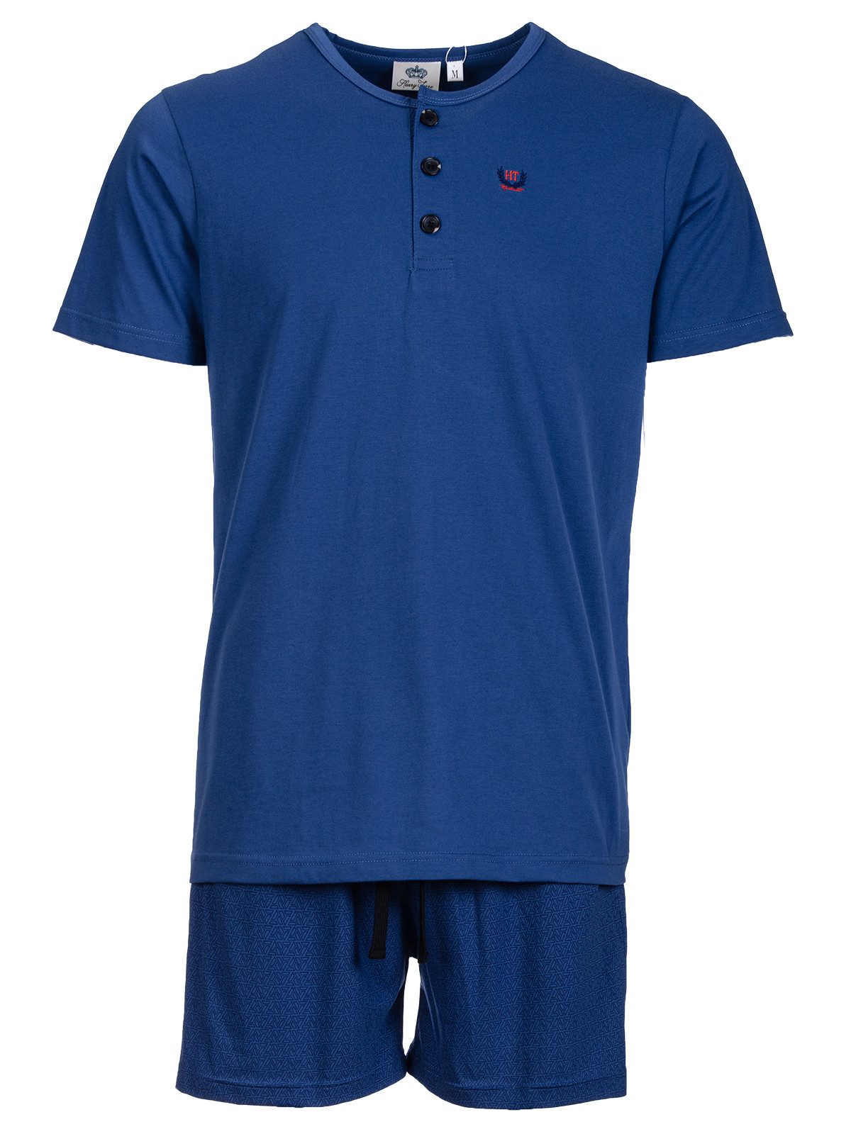 Henry Terre Shorty Robin Dreieck Print Pyjama Set Kurz - Shorts kleine Knopfleiste – Bild 3 von 5