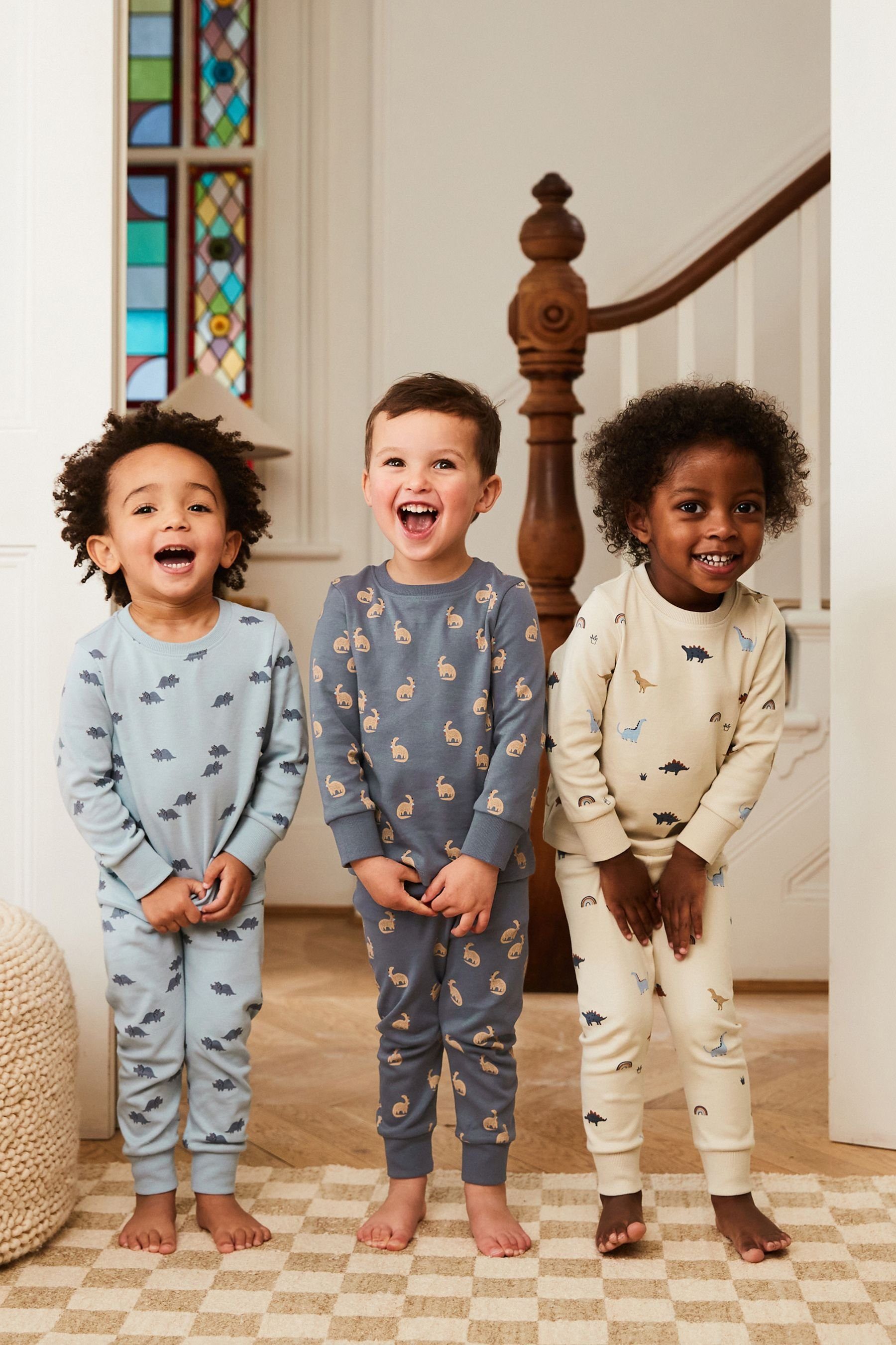 Next Pyjama 3er-Pack Snuggle Schlafanzüge Print Dinosaur tlg) (6 Blue