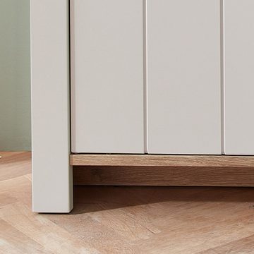 Lomadox Schuhschrank DEVON-36 Garderobenschrank schmal matt grau mit Eiche Landhausstil 65 cm breit