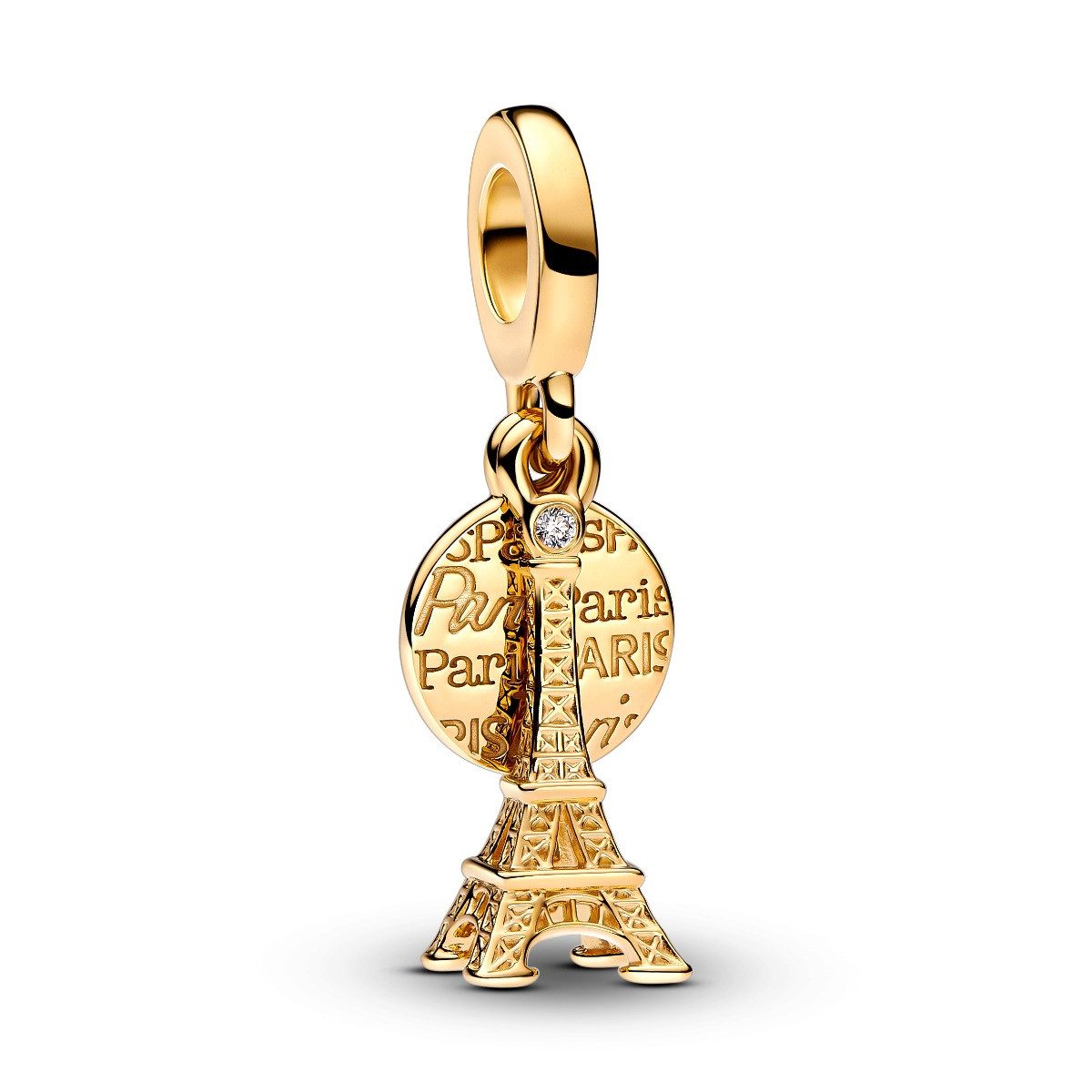 Pandora Charm-Einhänger Pandora Charm-Anhänger Paris Eiffelturm Diamant 14K Vergoldet 763344C