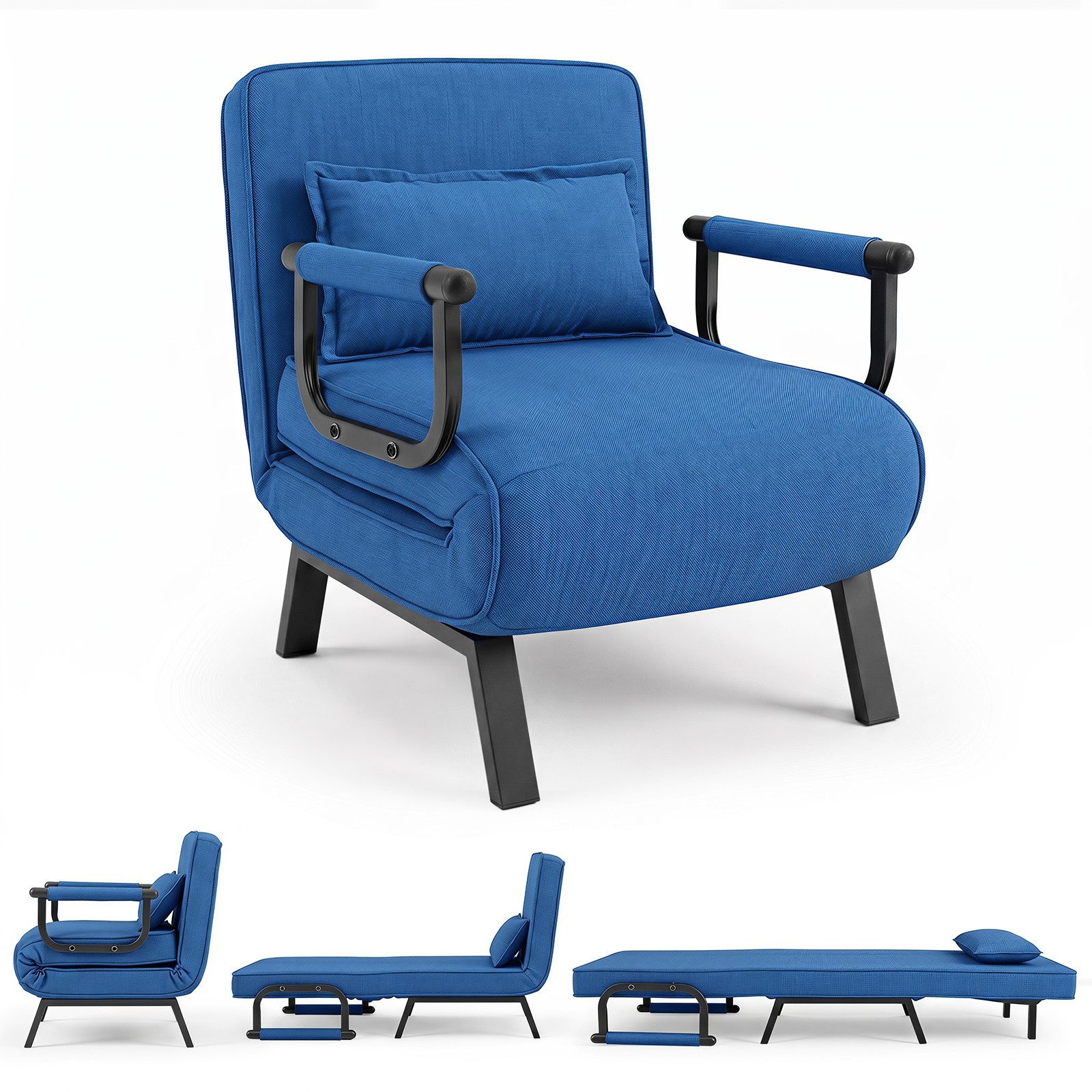 COSTWAY Schlafsofa, 3-in-1 Schlafsessel mit Bettfunktion klappbar Relaxsessel