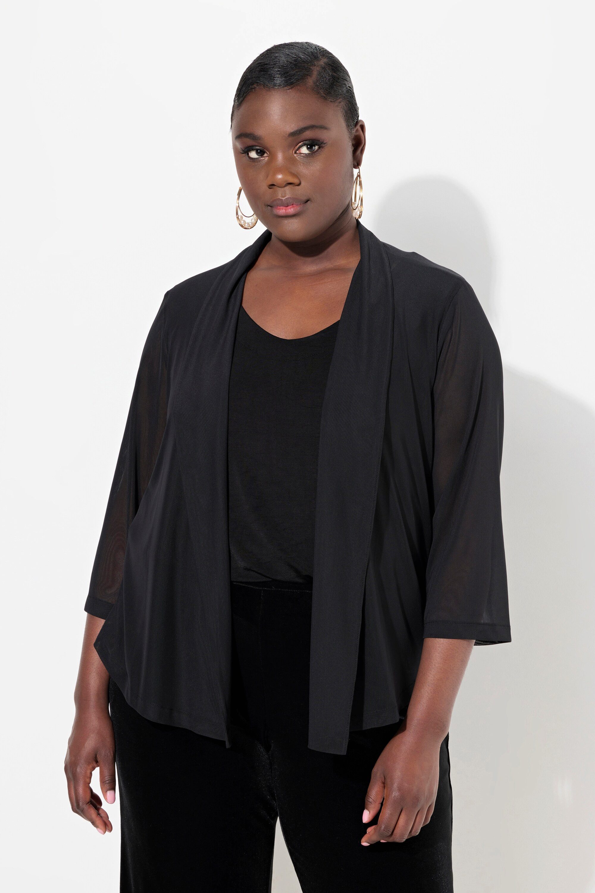 Ulla Popken Kurzjacke Mesh-Jacke offene Jacke günstig online kaufen