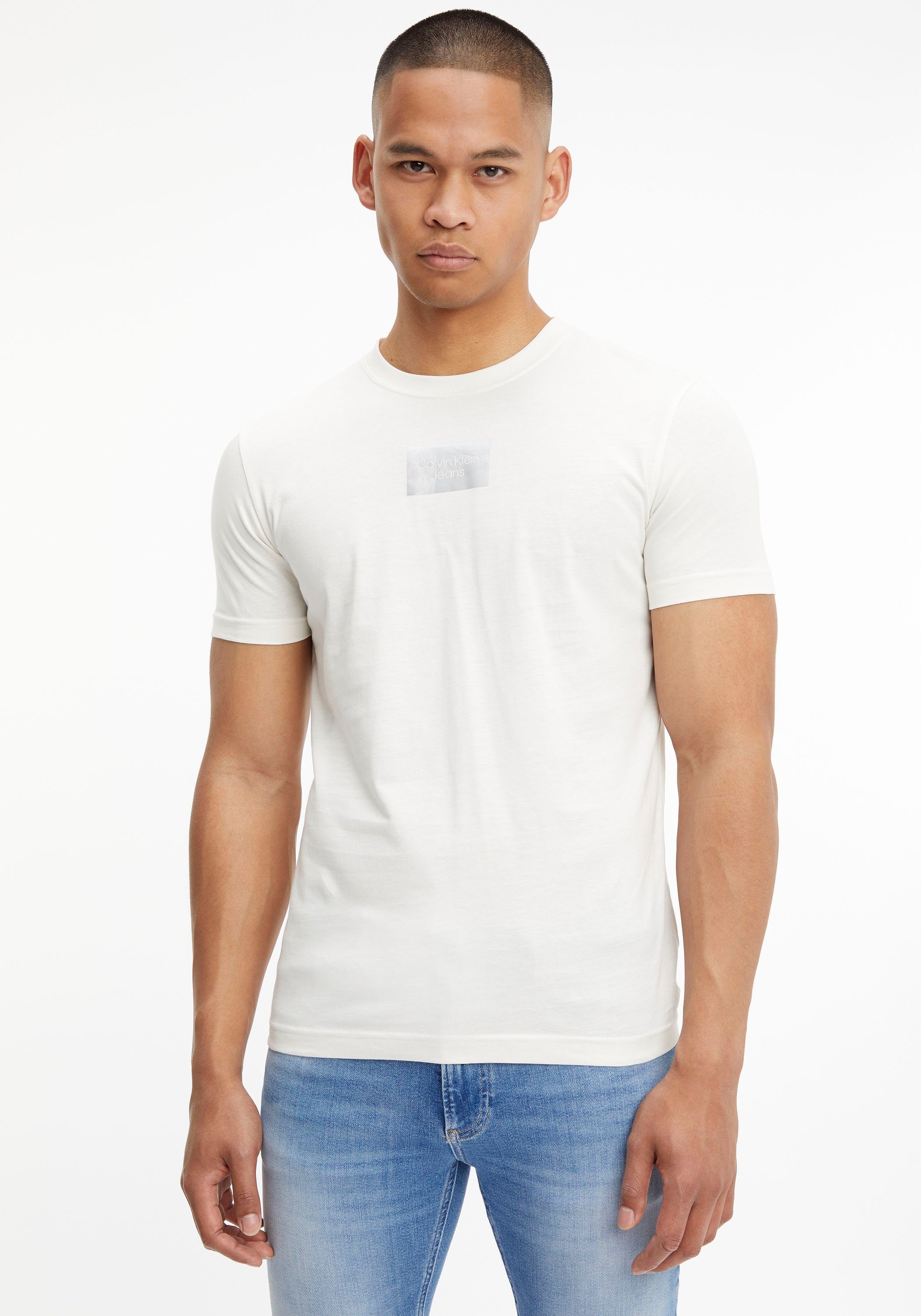 Calvin Klein Jeans T-Shirt SMALL TEE Logodruck BOX CENTER mit Ivory