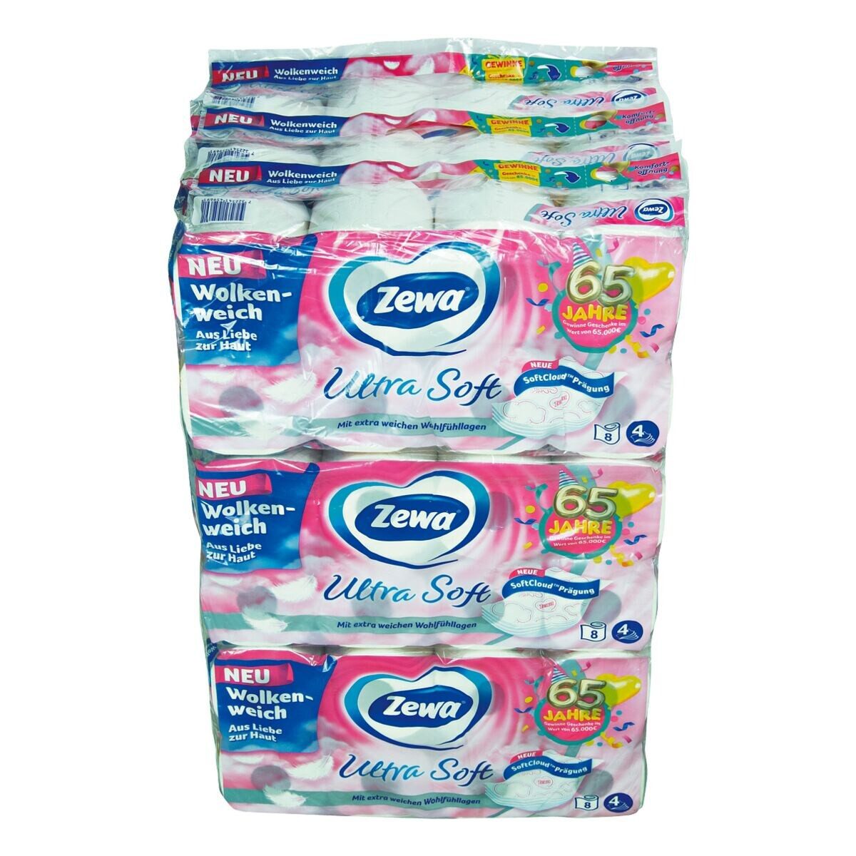 ZEWA Toilettenpapier Ultra Soft (72-St), 4-lagig, mit Strohanteil und Prägung, 150 Blatt/Rolle