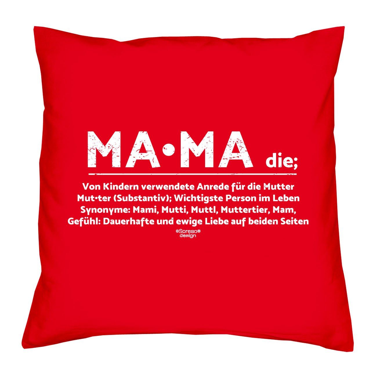 Soreso® Dekokissen Kissen Mama & Urkunde, Geschenk Geburtstagsgeschenk rot