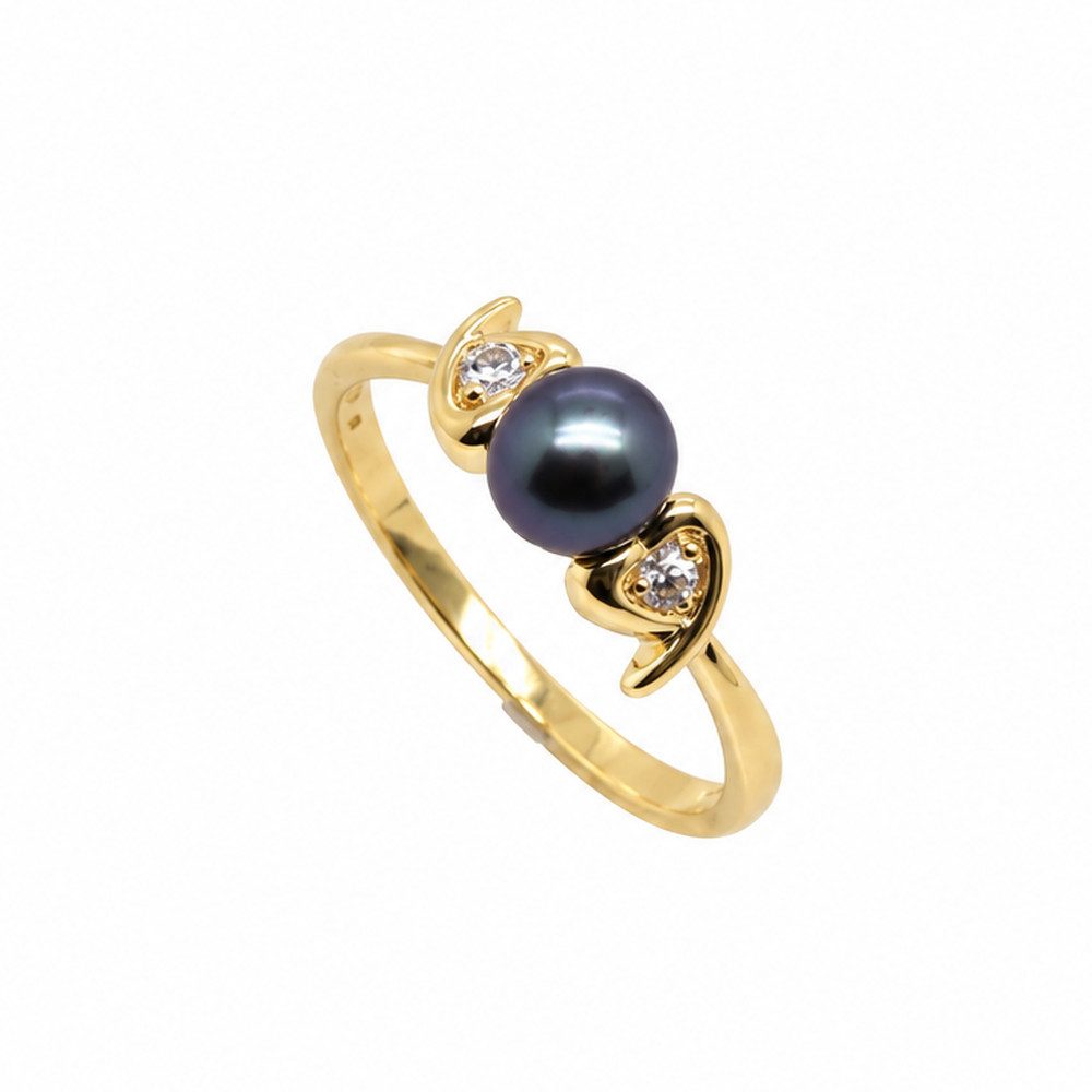 Sogni d'oro Fingerring mit Süßwasserzuchtperle und Weißtopas, Silber 925 vergoldet
