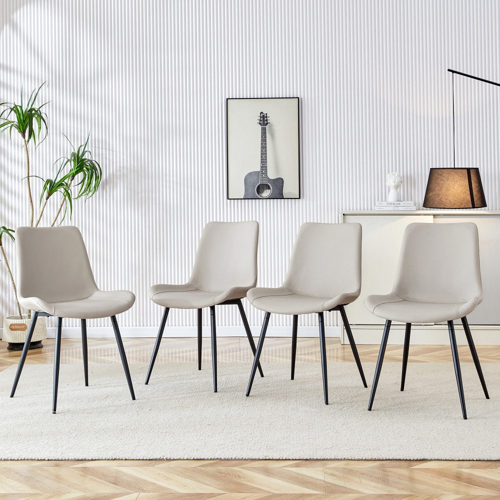 BBWL Esszimmerstuhl 4-teiliger Set aus Kunstleder modernes Design, mit breiter Sitzfläche Rückenlehne rutschfeste Metallfüße Home-Office