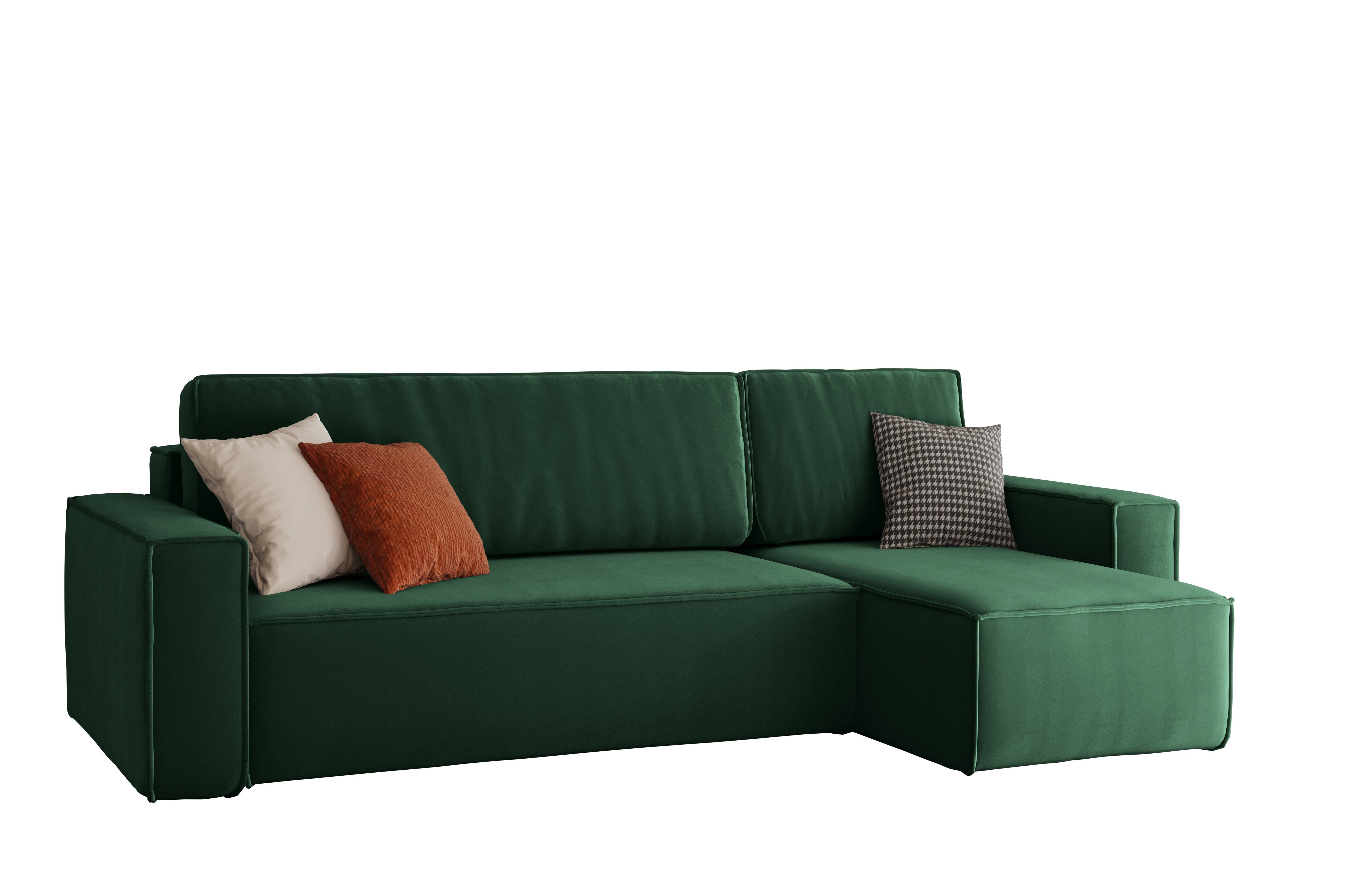 Friderik-EU Ecksofa KARL Ausklappbare Couch aus Samtstoff mit Bettkasten, mit Schlaffunktion Swing 8