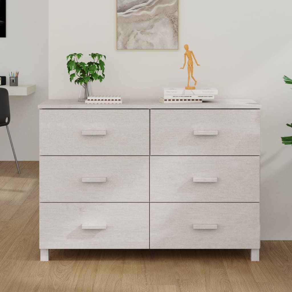vidaXL Sideboard NA Sideboard Weiß 113x40x80 cm Massivholz Kiefer