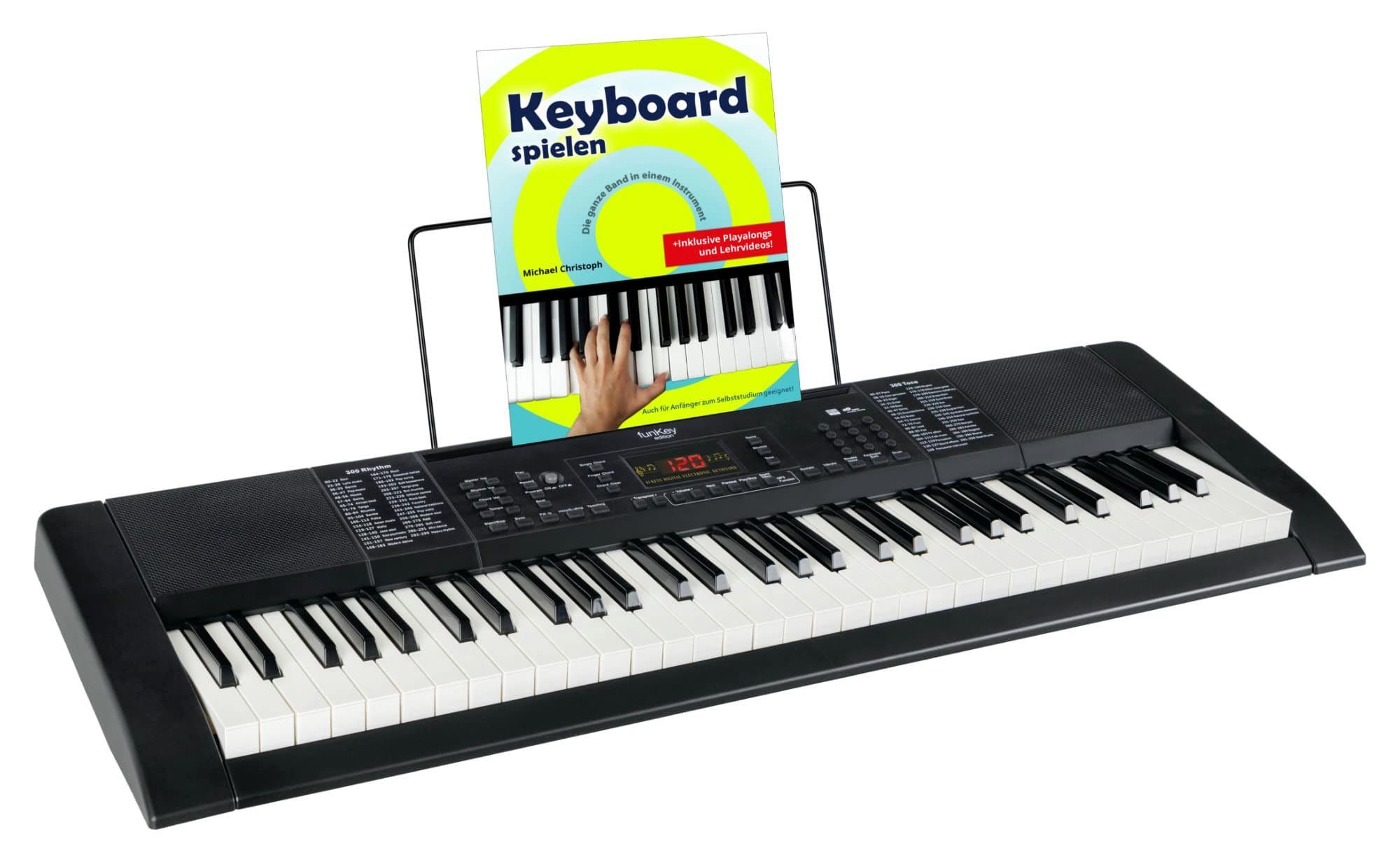 FunKey Home-Keyboard 61 Edition Pro (300 Sounds, 300 Rhythmen, MP3-/USB-Port) (Schüler-Set, 3-St., Inkl. Keyboardschule), mit Begleitautomatik und intelligente Lernfunktion