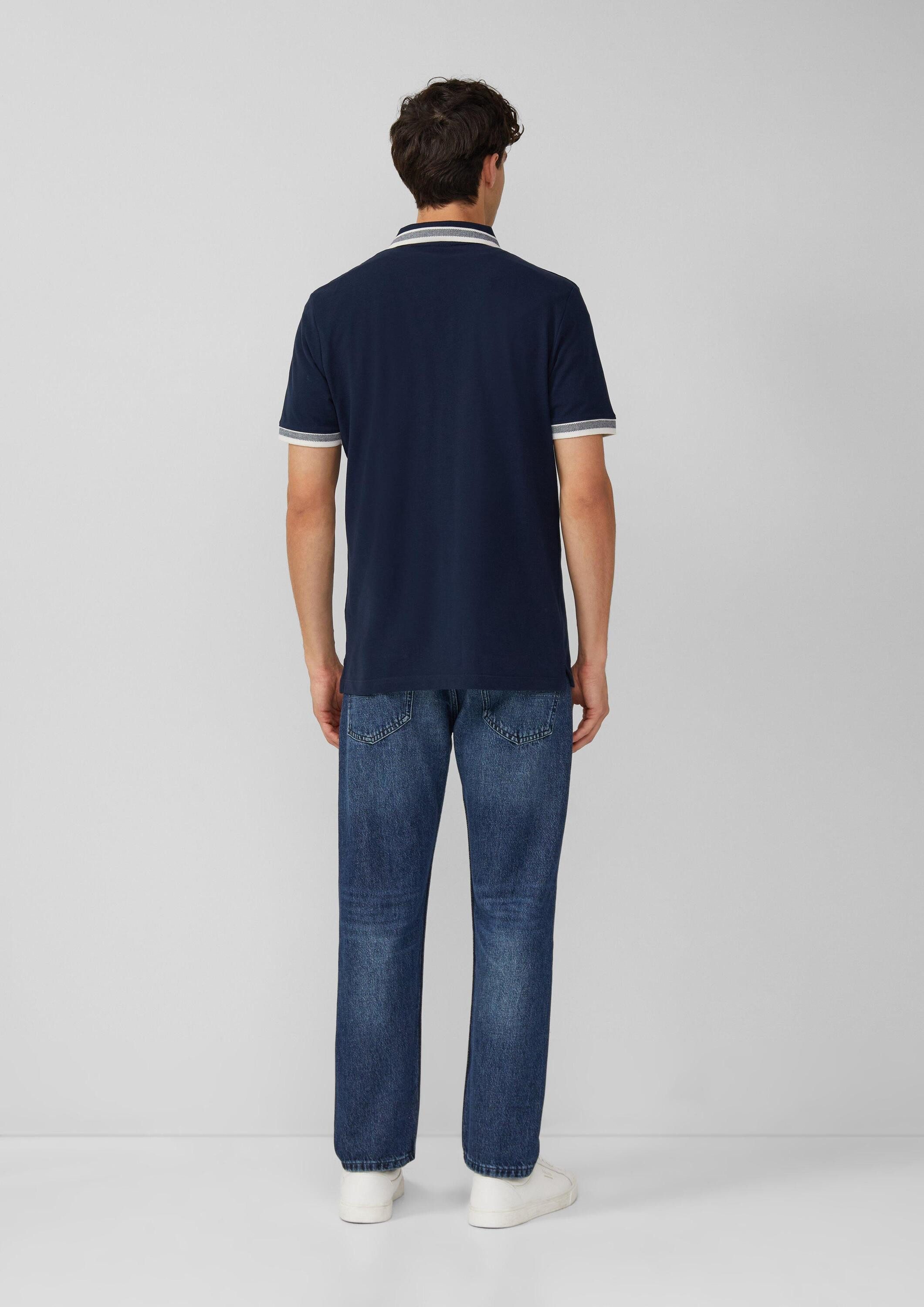 s.Oliver Kurzarmshirt Polo-Shirt Poloshirt aus Baumwollpiqué mit Kontrast-D günstig online kaufen