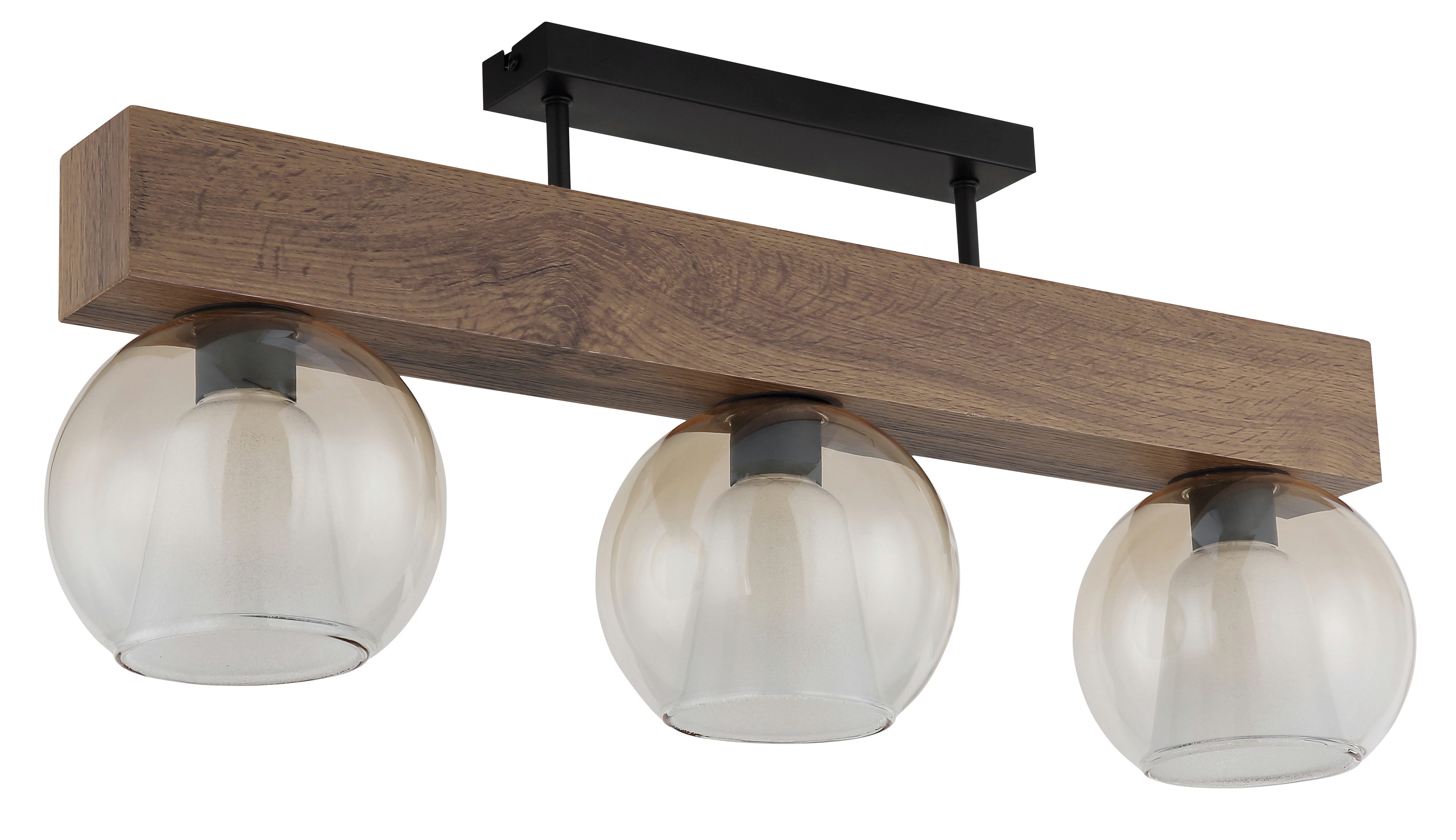 GLOBO LIGHTING Deckenleuchte BARRY I, ohne Leuchtmittel, Deckenlampe/holzoptik/Glas amber/Glaskristalle/Innenglas