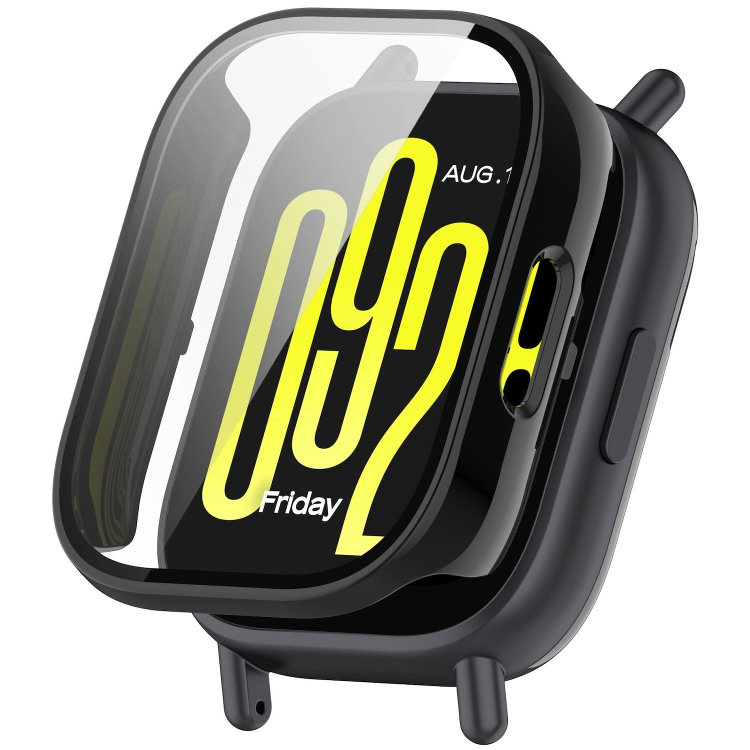 Wigento Smartwatch-Hülle Für Xiaomi Redmi Watch 5 Lite Kunststoff Hülle + H9 Hart Glas Schwarz, Schutzhülle aus PC + Hart für Rundumschutz