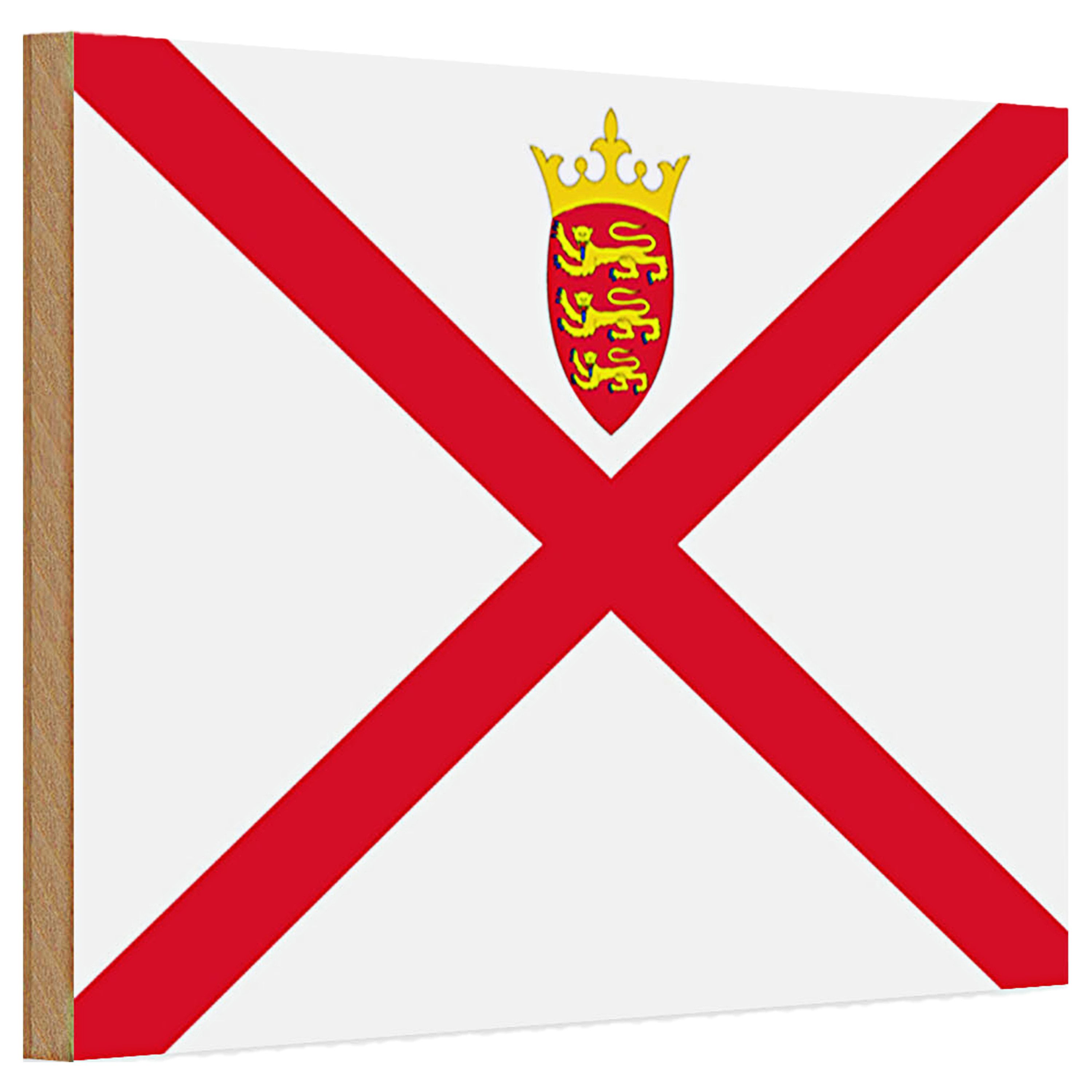 Roomando Holzbild Holzschild Flagge Jersey 30x20cm Flag of Jersey