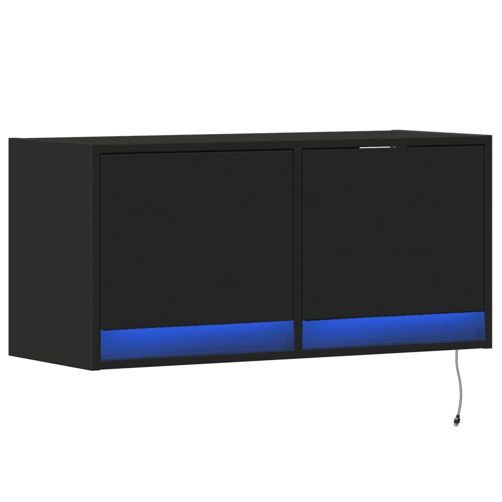 vidaXL TV-Wand TV-Wandschrank mit LED-Beleuchtung Schwarz günstig online kaufen