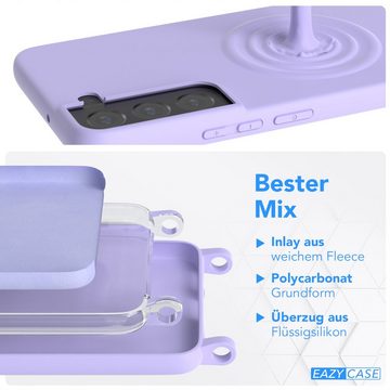 EAZY CASE Handykette Runde Silikon Kette für Samsung Galaxy S22 5G 6,1 Zoll, Handy Band Schutzhülle Back Cover Full Color Matt Crossbag Violett Mix