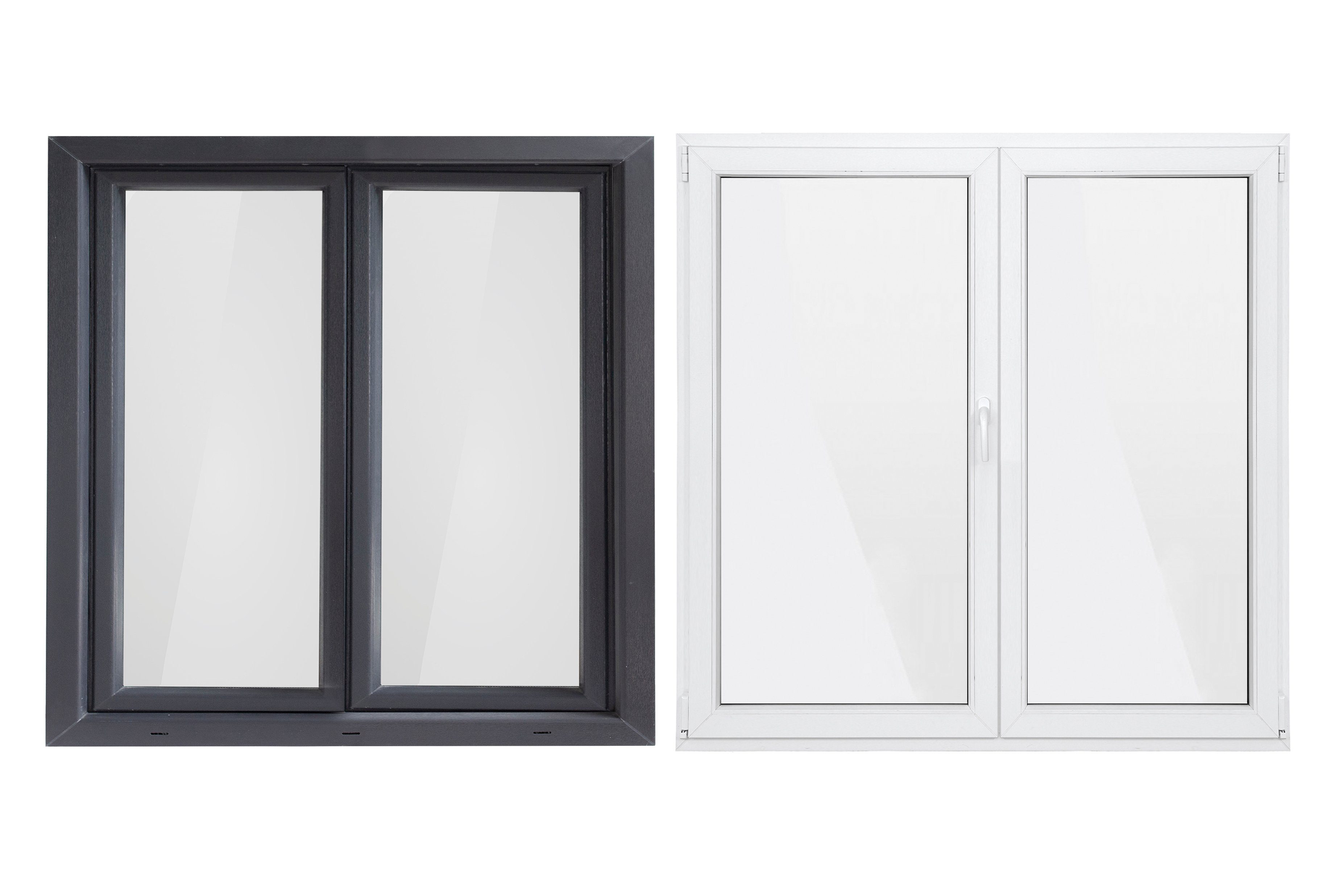 SN Deco Kunststofffenster Fenster, 2 Flügel, 1200x1200, außen  anthrazit/innen weiß, 70 mm Profil, (Set), RC2 Sicherheitsbeschlag,  Hochwertiges 5-Kammer-Profil