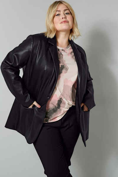 Sara Lindholm Jackenblazer Blazer Lederoptik Classic Fit Revers