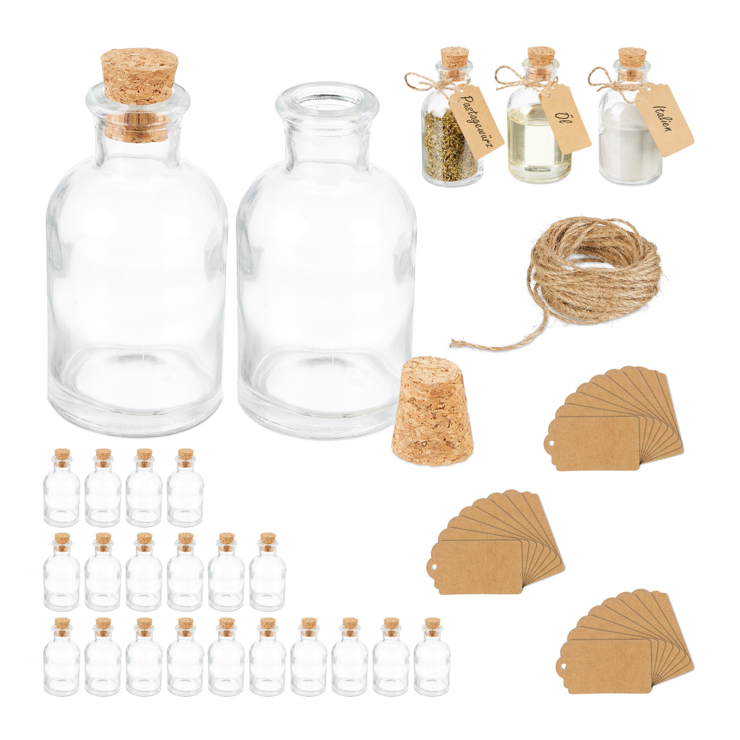 relaxdays Deko-Glas Dekogläser Set mit Korken (Set, 25 St., 25er Set), 25er Pack