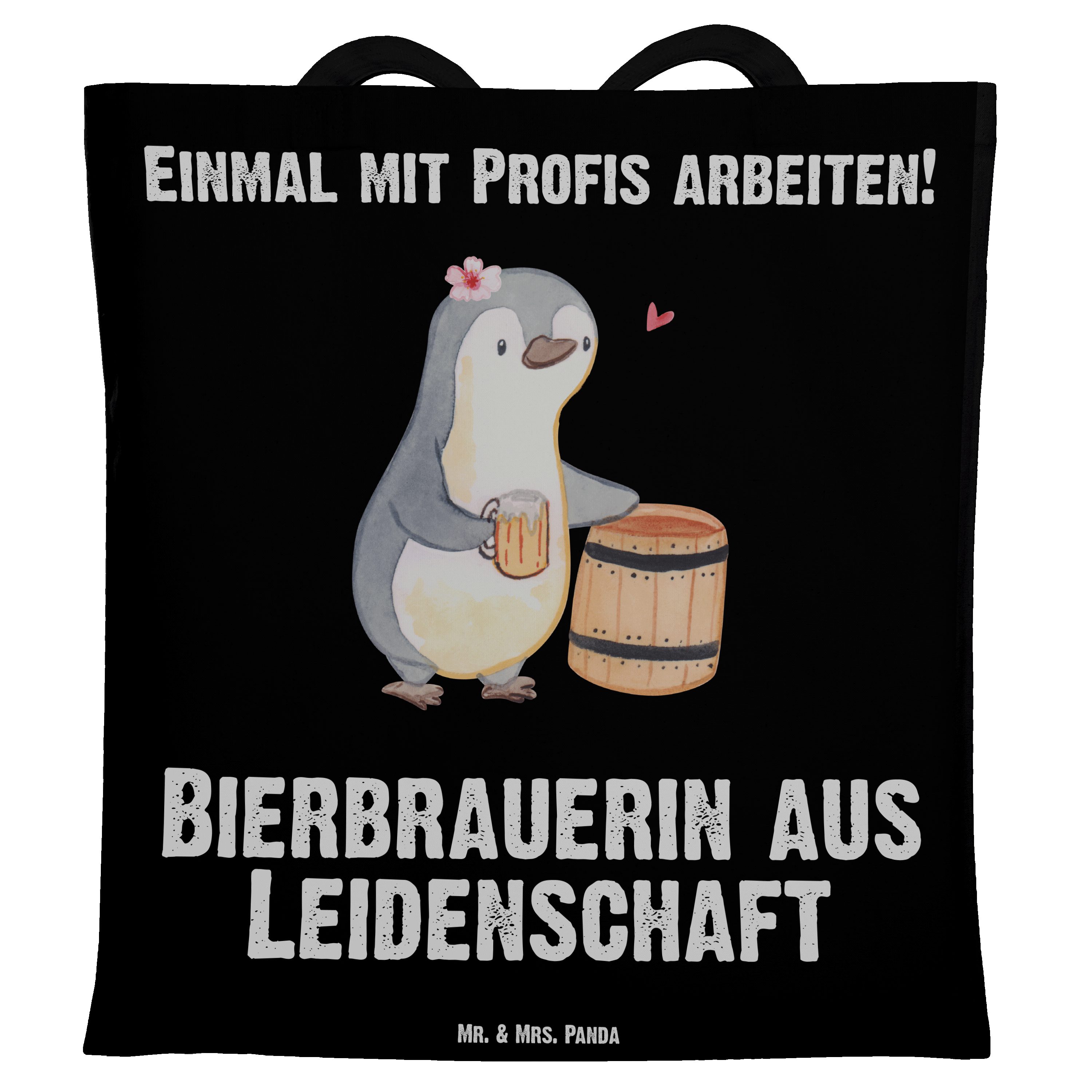 Mr. & Mrs. Panda Tragetasche Bierbrauerin aus Leidenschaft - Schwarz - Geschenk, Einkaufstasche, A (1-tlg)