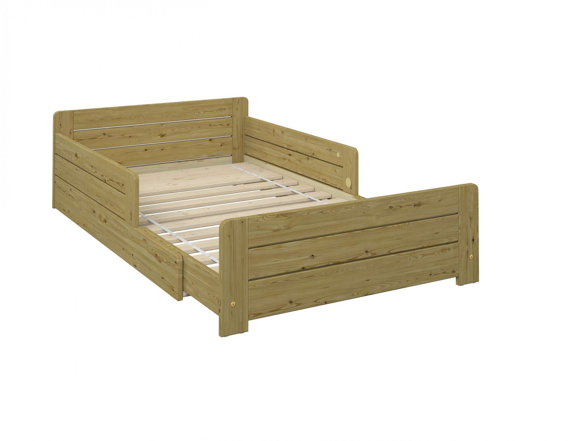 Massivholz Montessori 140cm-200cm Bodenbett,im Lüttenhütt " Stil, ANNEKE ausziehbar, Kinderbett zertifiziertes " Liegefläche von Kinderbett,