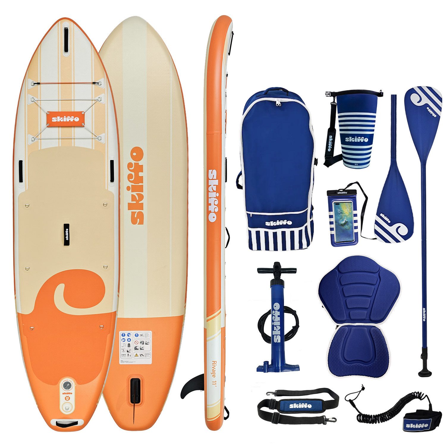 SUP-Board Skiffo Rivage Coral 11.0 SUP Board aufblasbar 2in1 Paddle Kajak Set