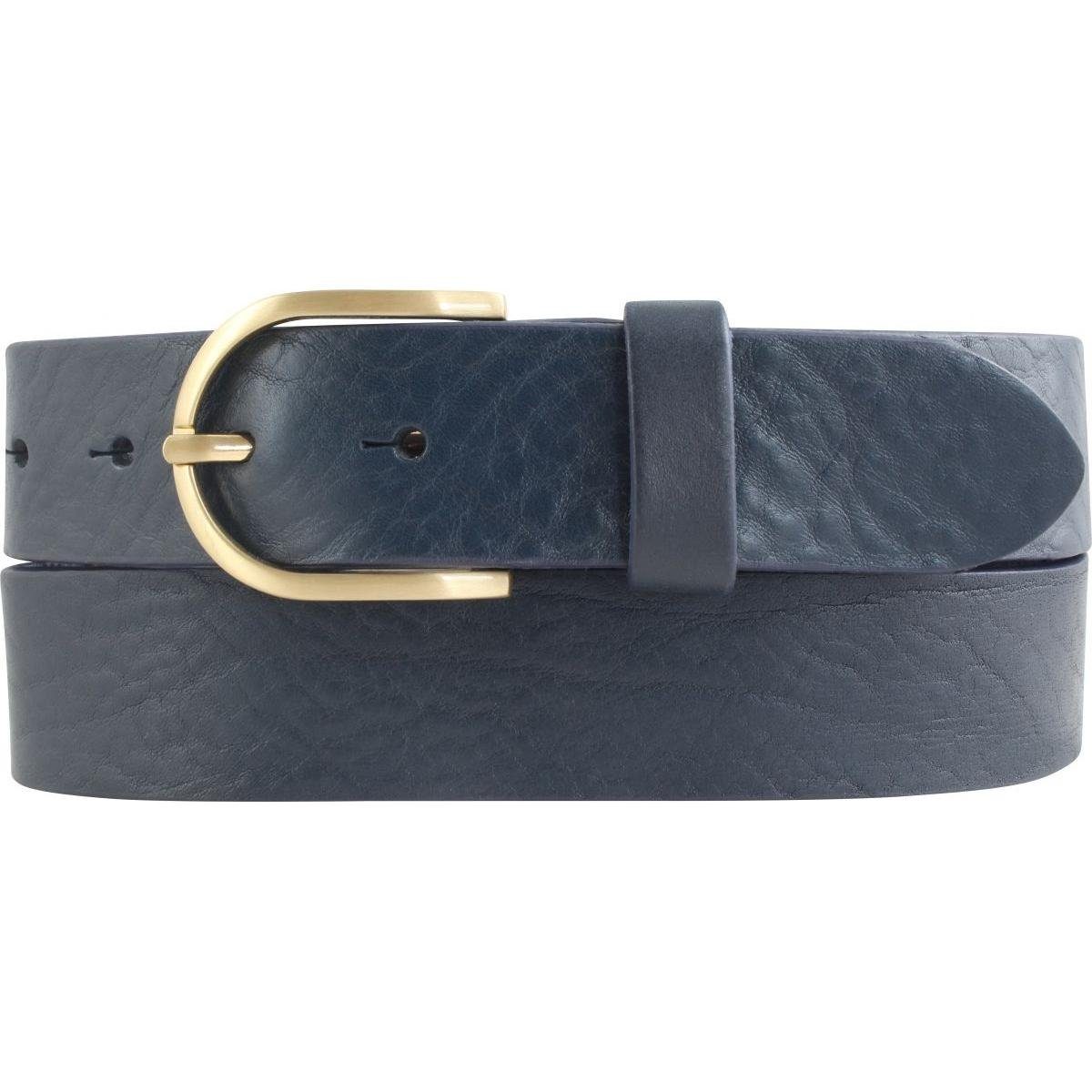 BELTINGER Ledergürtel Damen-Gürtel aus Vollrindleder 3,5 cm - Jeans-Gürtel für Damen 35mm - Marine, Gold