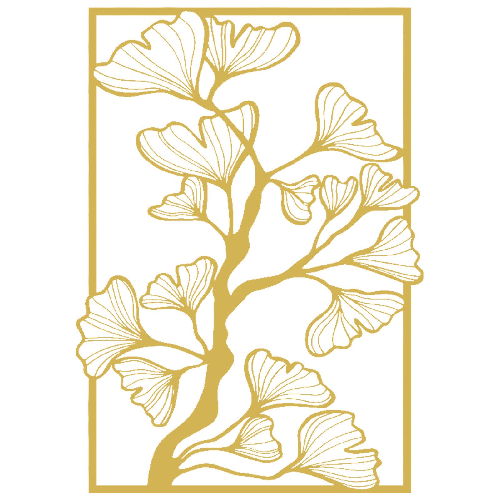 Wanddekoobjekt Ginkgozweig Metall Kunst Wanddekoration, Pflanzendekoration, Ginkgo