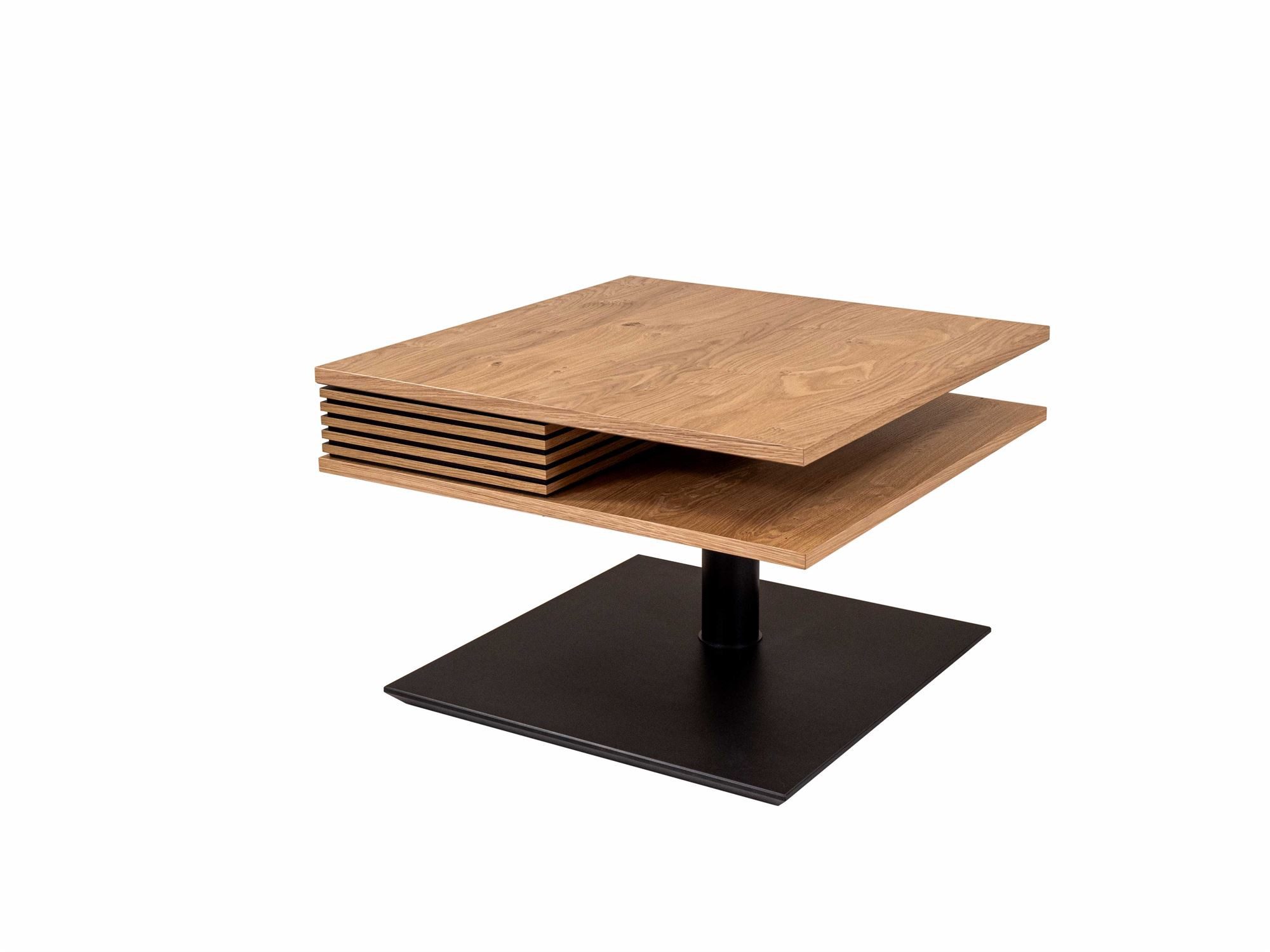 58 aufm Kessel Couchtisch Funktionstisch Clare 70x49x70 Metall+Echtholzfurnier Schwarz/Wildeiche (inkl. Lieferung bis in die Wohnung, 1-St., Lieferung bis Verwendungsstelle), stufenlos höhenverstellbar drehbare Tischplatte aus Massivholzfurnier